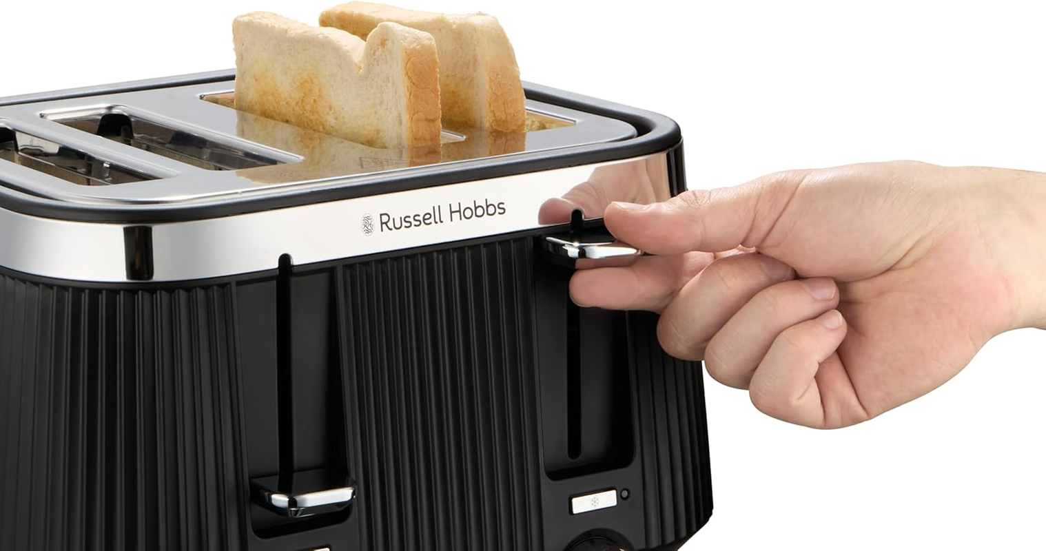 Russell Hobbs Bronte 4 Slice Toaster, RHT2677BLK, Distinctive Design, High Lift for Small Items, Frozen, Reheat and Cancel Settings, Indicator Light, Black image number 2