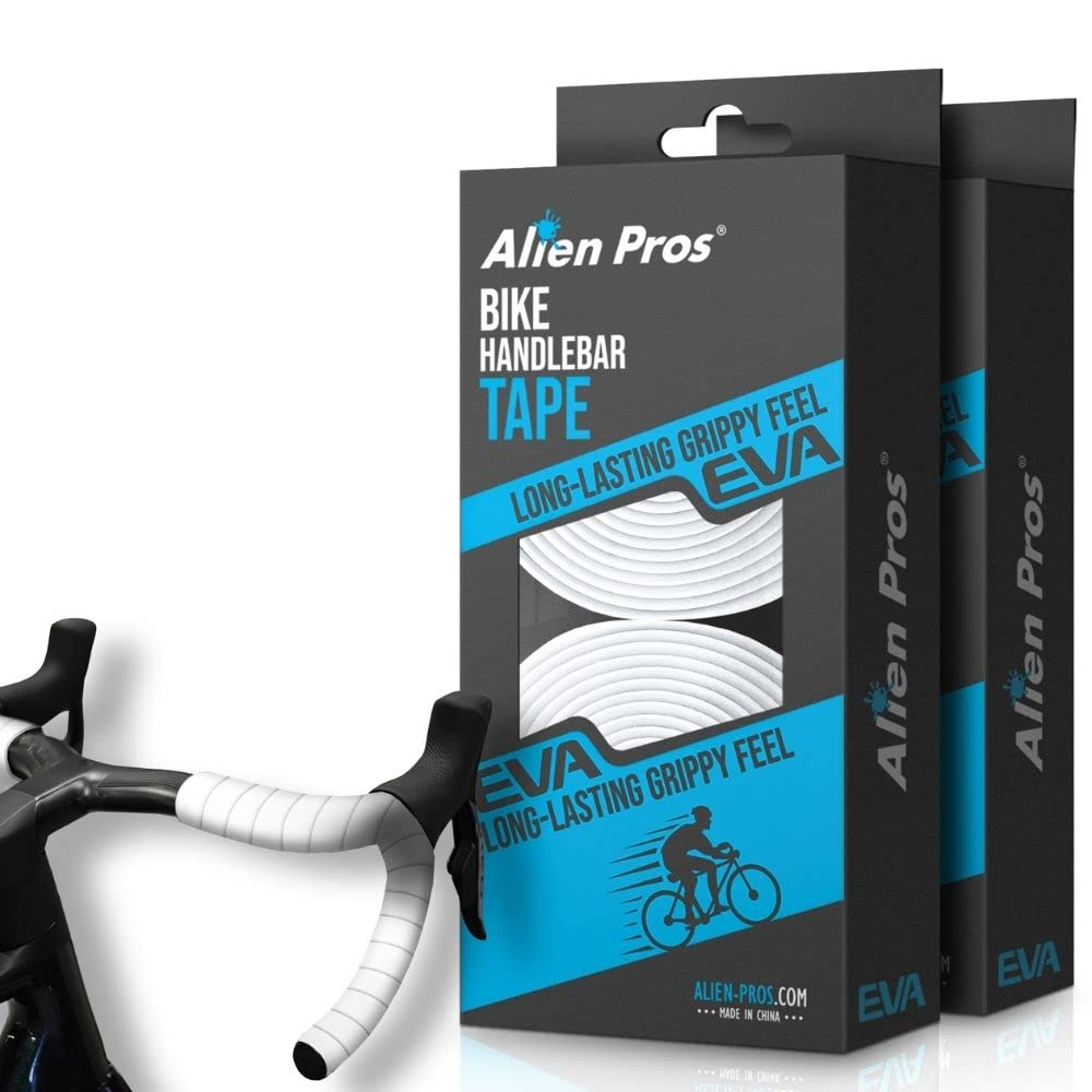 Alien Pros Bike Handlebar Tape EVA (Set of 2) White - Enhance Your Bike Grip with These Bicycle Handle Bar Tape - Wrap Your Bike for an Awesome Comfortable Ride (Set of 2, White) image number 5