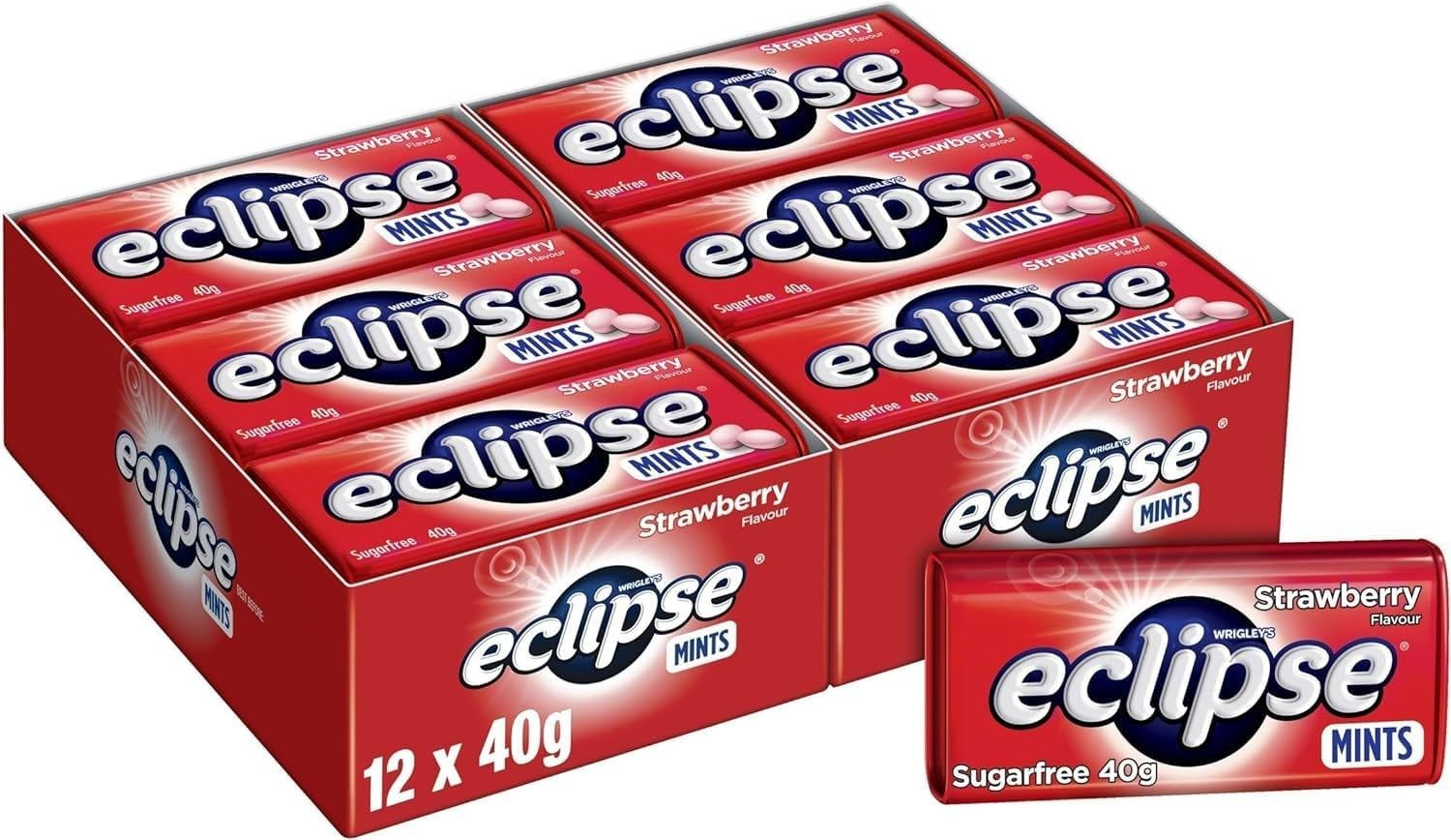 Wrigley'S Eclipse Strawberry Flavour Sugar Free Mints 40 G (Pack of 12) image number 3