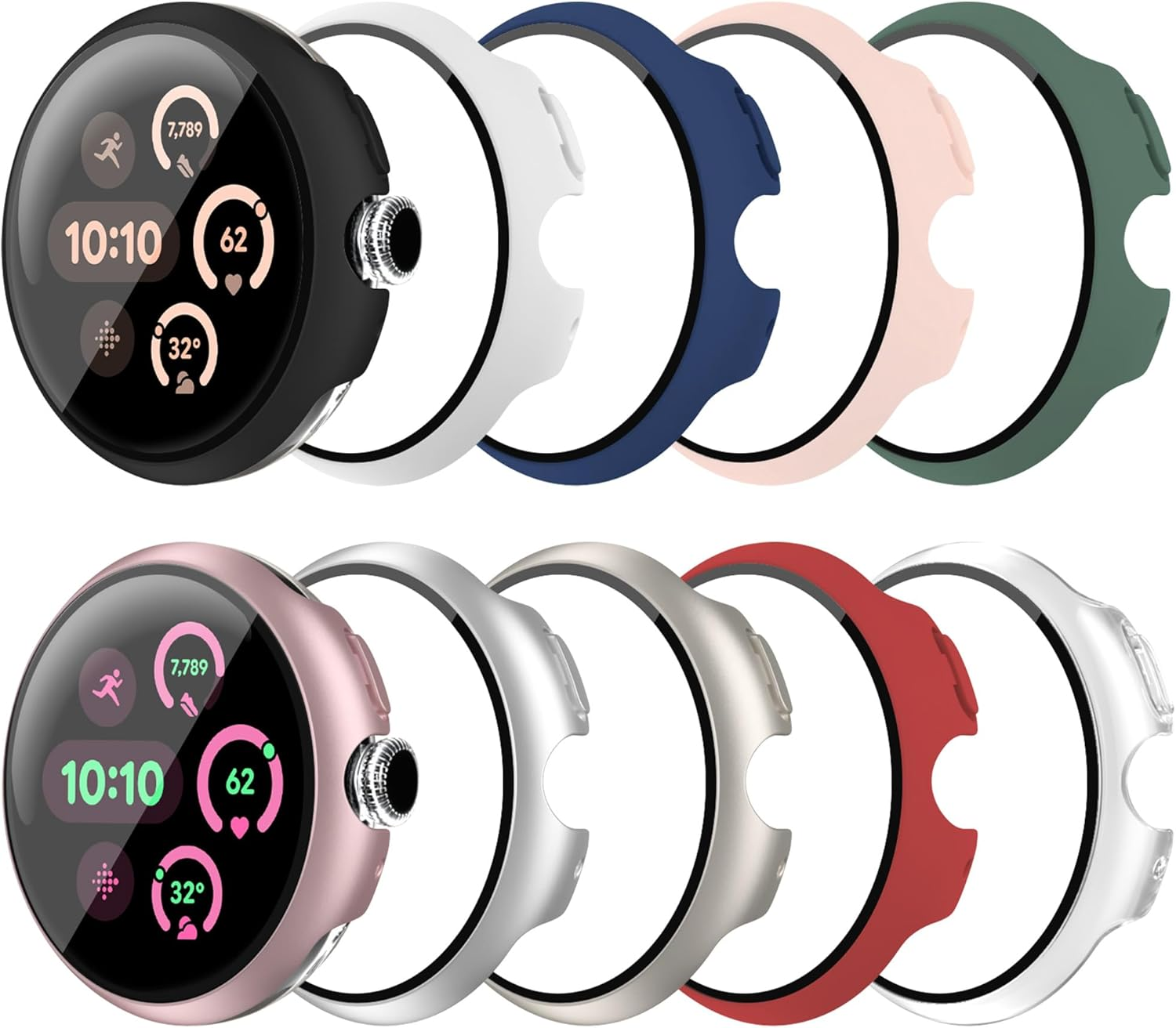 Tiorecime 10 Pack Case for Google Pixel Watch 3/2/1 41Mm with Tempered Glass Screen Protector, Shockproof Hard PC Bumper, All-Around Protective Cover Compatible with Pixel Watch 3/2/1 41Mm Accessories image number 5