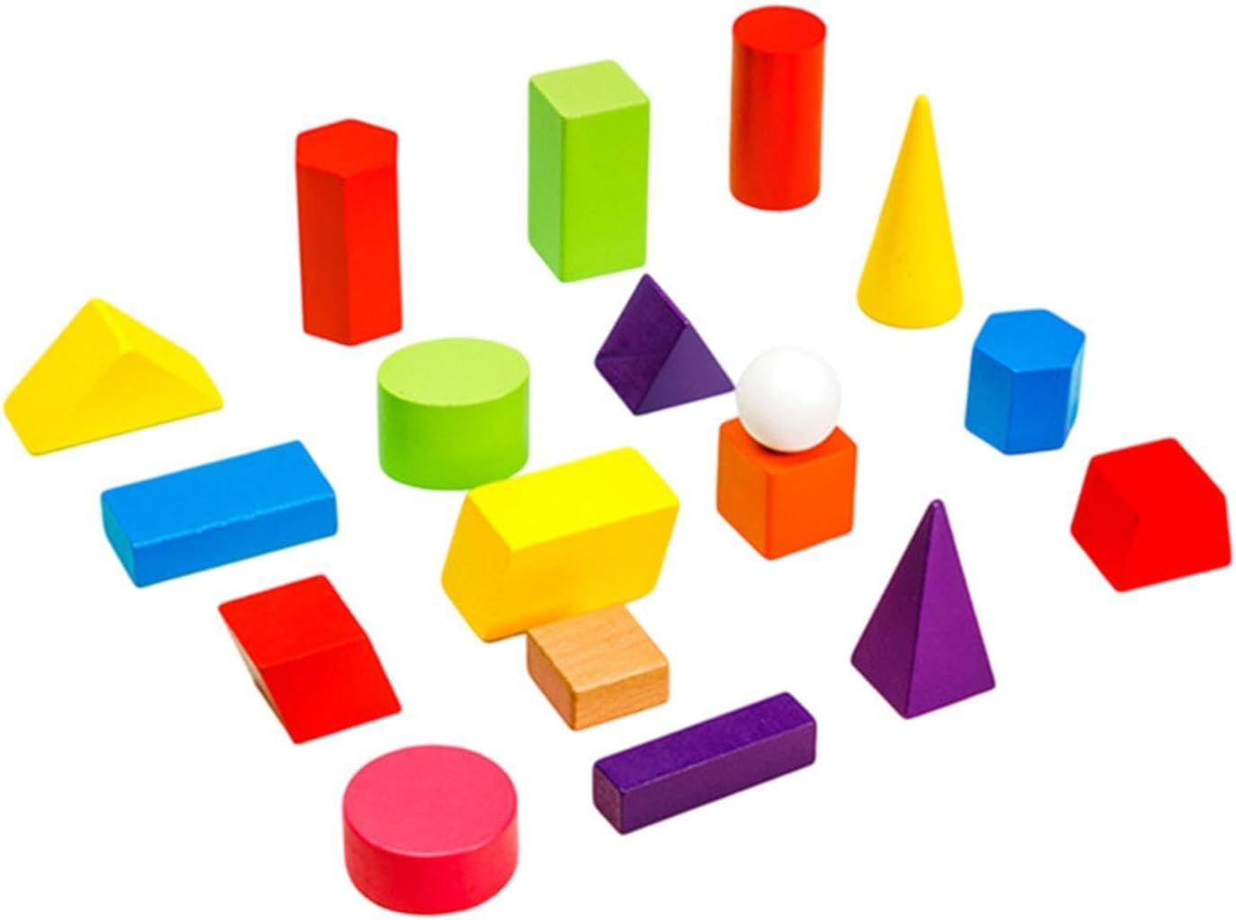 Eigell 18Pcs Geometric Solids Shape Blocks Mini 3D Shapes Pattern Blocks for Games Travel image number 6