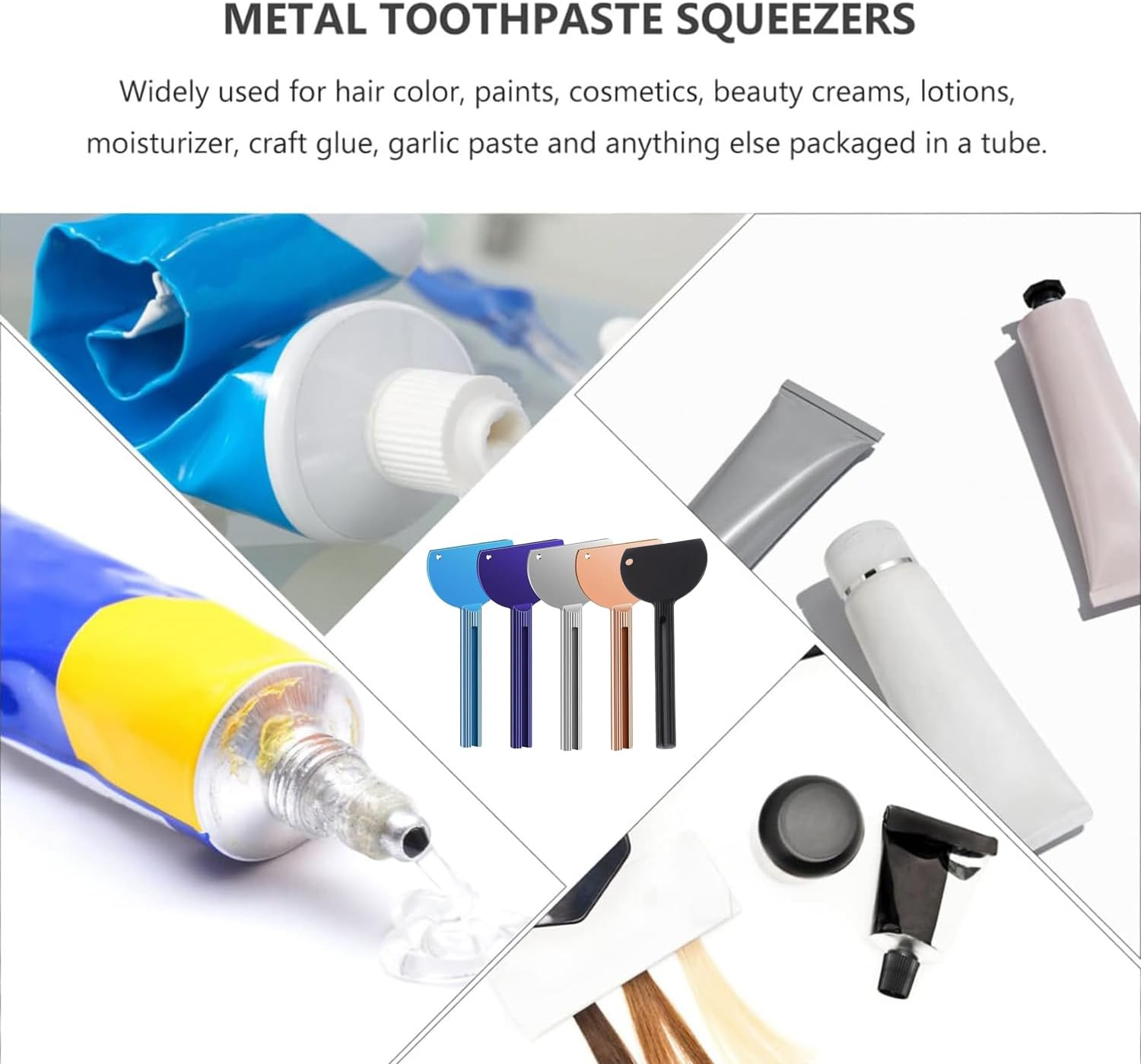 5Pcs Toothpaste Tube Squeezers, Metal Tube Presser Tube Roller Tube Wringer Key Dispenser Roller, Tube Wringer Keys, Key Roller Dispenser Wringer Tools for Hair Color, Cosmetics, Paint Tube image number 5