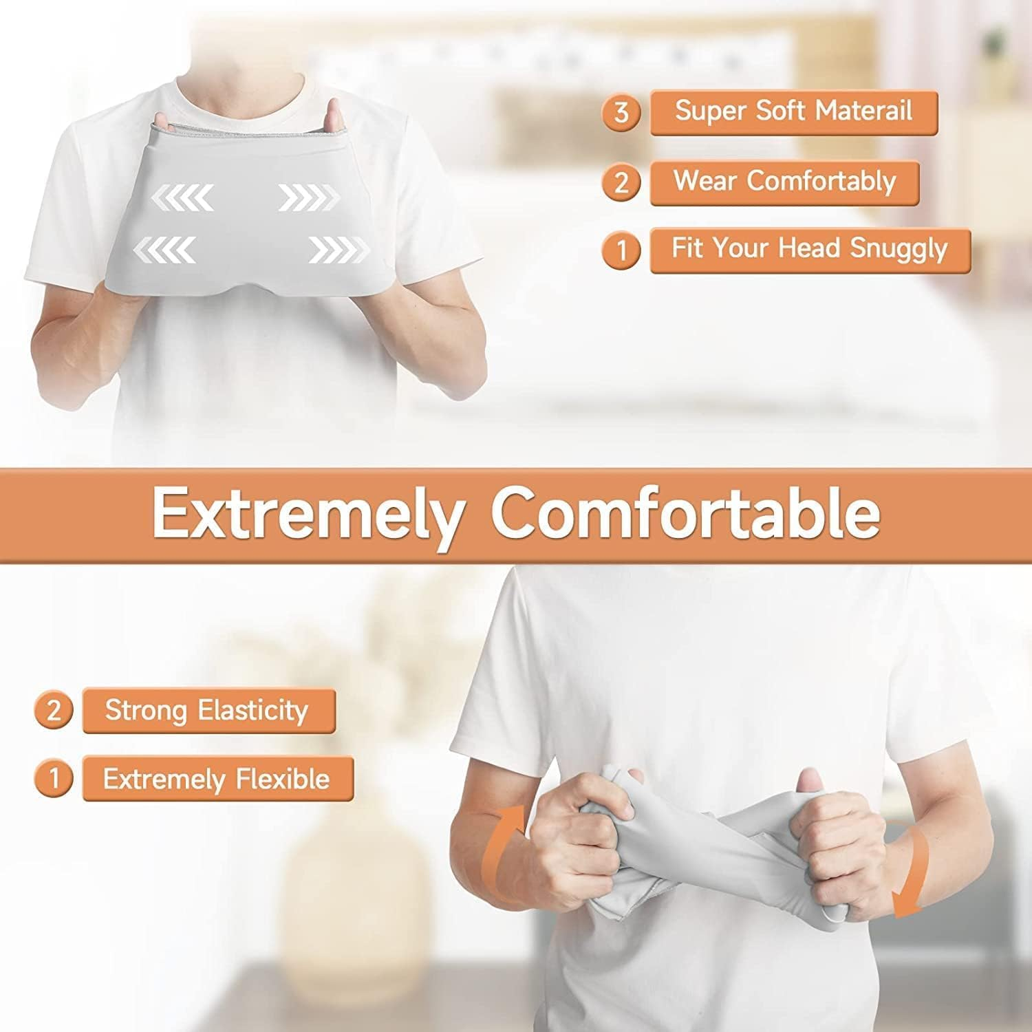 Migraine Headache Relief Cap, Hot & Cold Therapy Hat, Cool Gel Head Wrap, Headache Cap Ice Pack Mask, Cold Compress Migraine Relief Products Device for Tension & Stress (1 Gray) image number 6