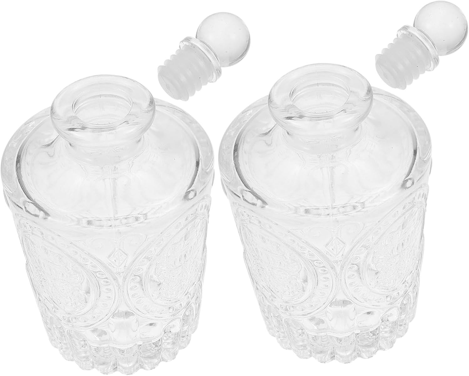 Set of 2 Empty Bottles 50Ml Car Aromatherapy Essential Oil Refillable Glass Diffuser Jars