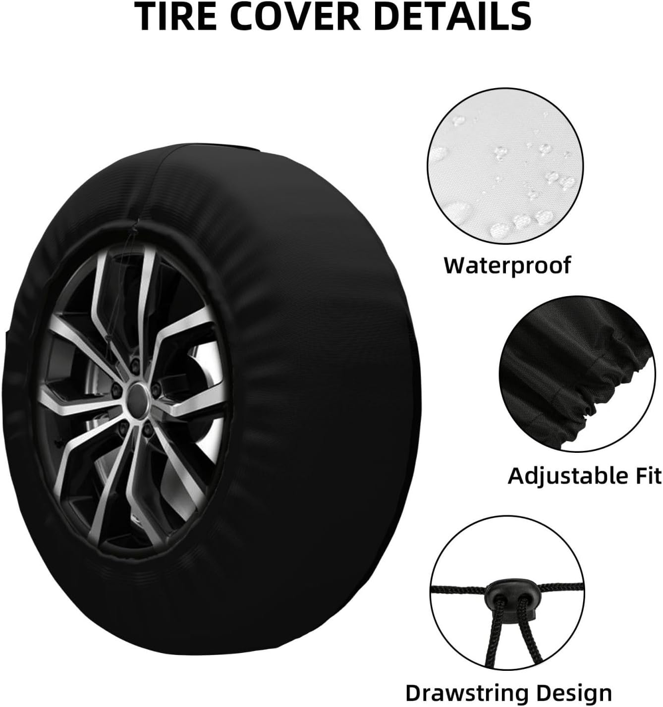 Universal Replacement Wheel Cover off Road 4X4 Adventure Waterproof Spare Wheel Cover Dustproof Tyre for Trailer, Motorhome, SUV, Off-Road Vehicle Wheel 15 Inch image number 5