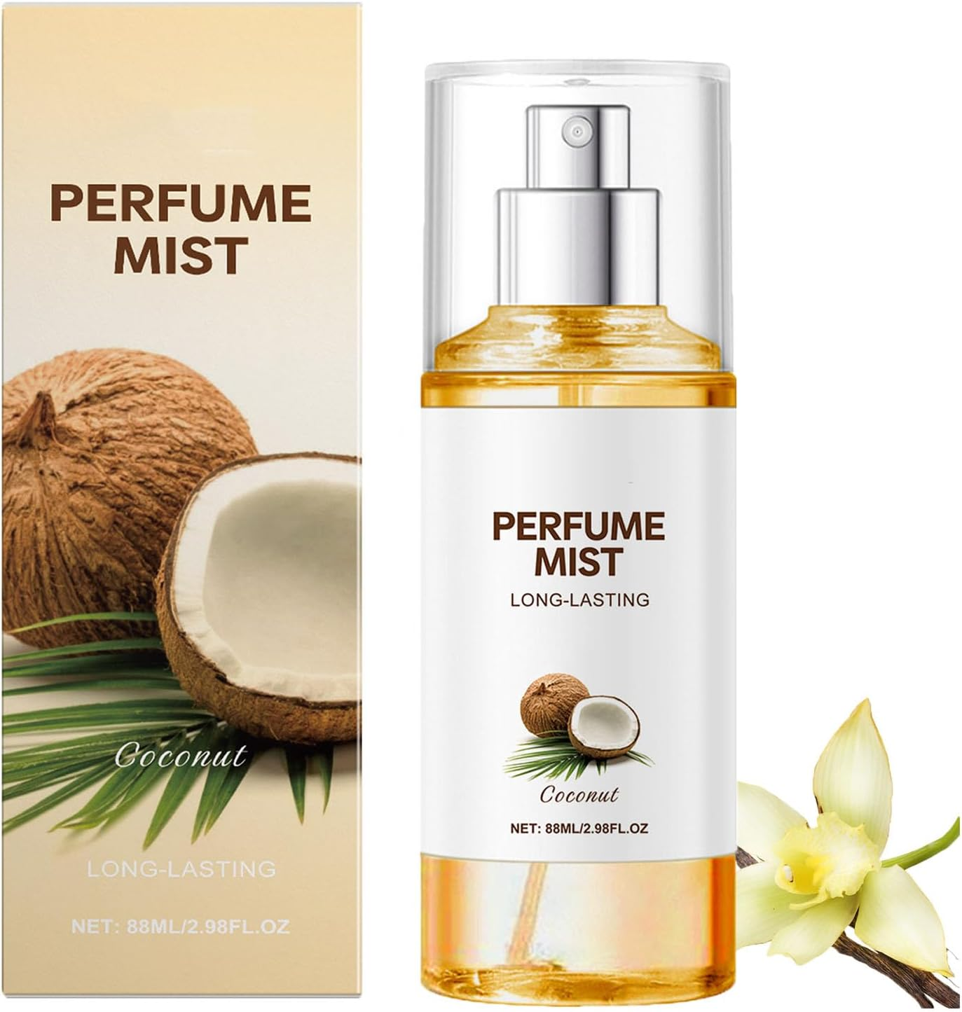 Coconut Women'S Perfume Spray, Long-Time Fragrance, Light Texture, Fresher and Gentle, Essential Oils for Hair and Body, Body Spray, Charming Fragrance Anytime, Anywhere, for Everyday Use (3Pcs)
