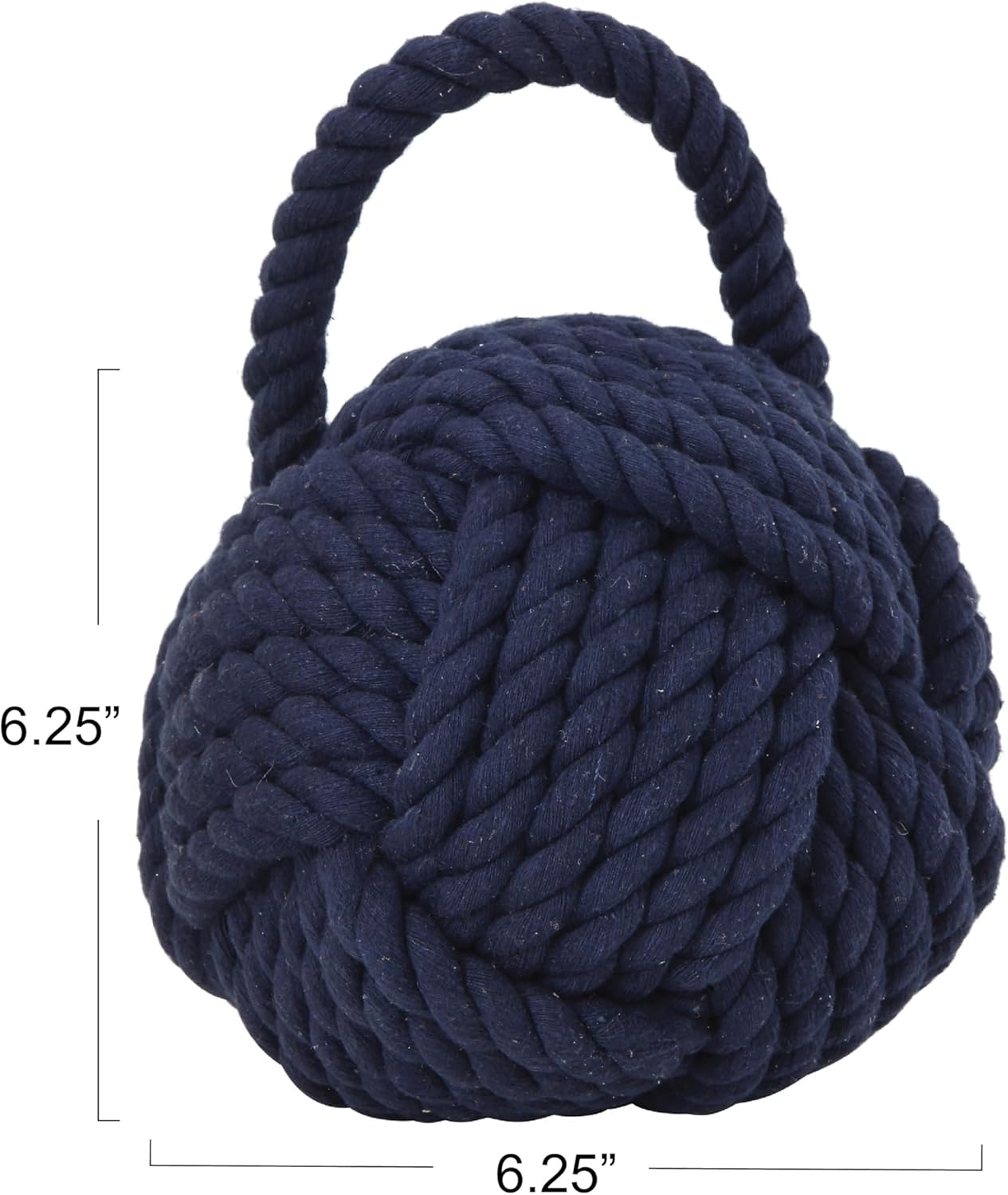 Blue Rope Knot Cotton Door Stop - Navy Blue image number 3