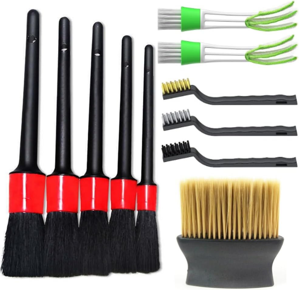 11Pieces Car Interior Cleaning Brush,5Different Sizes Soft Detail Brushes,3Wire Brushes,2Gap Cleaning Brush and 1Car Interior Dashboard Engine Detail Brush for Cleaning Dashboard, Engines, Wheel .. image number 3