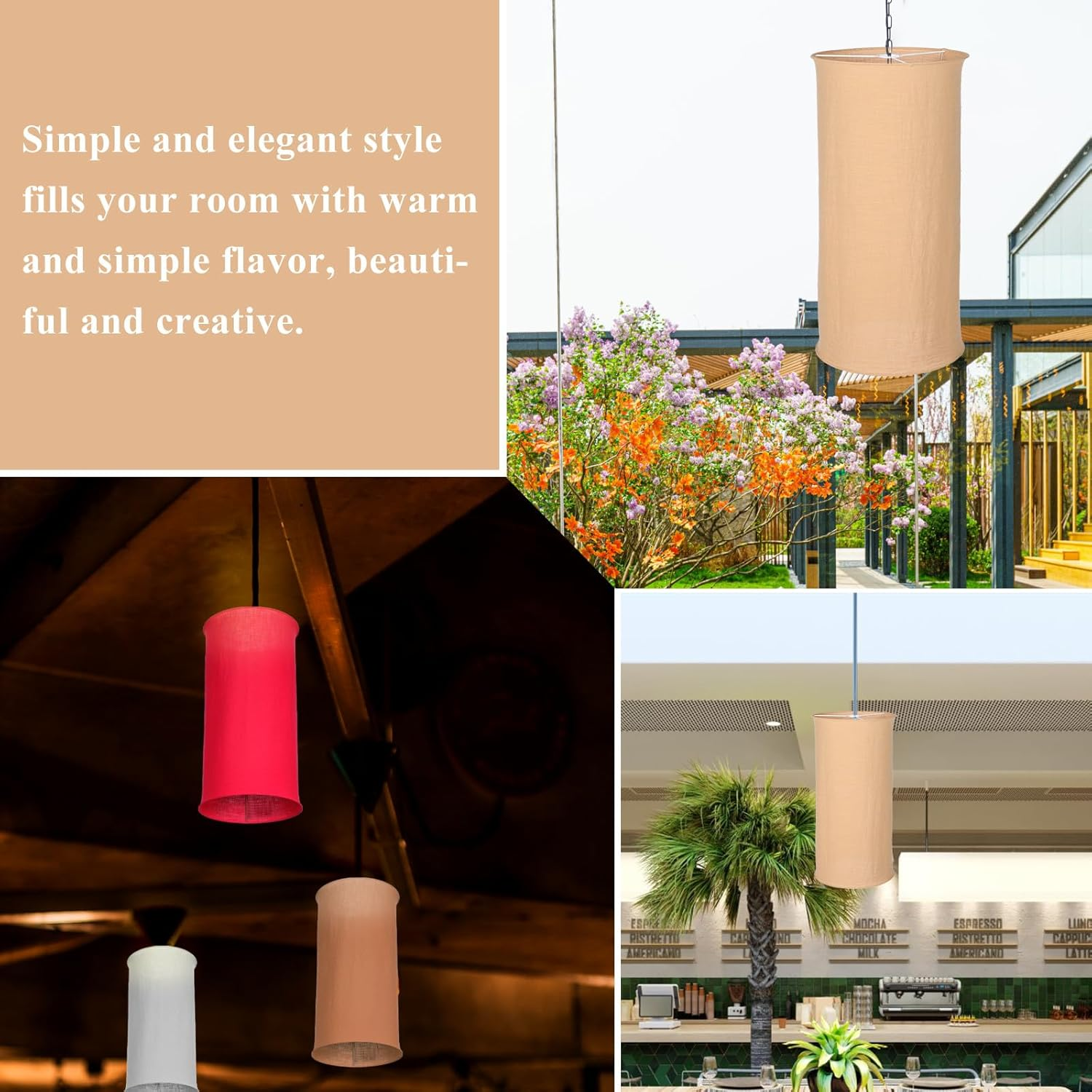 Foldable Khaki Cloth Pendant Lamp Shade E27 Lampshade 35Cm for Modern Ceiling and Table Lamps image number 2