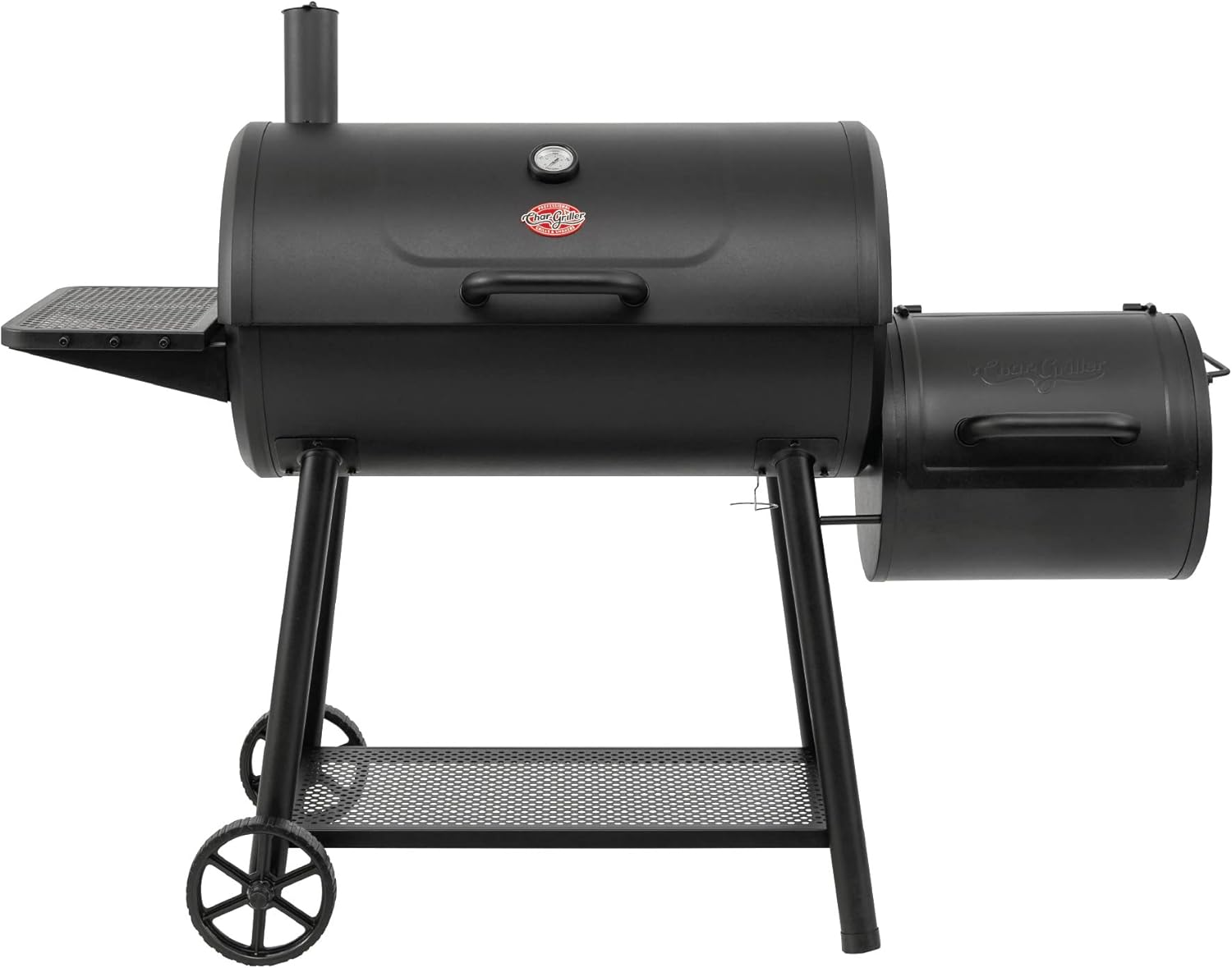 Char-Griller Smokin Champ Offset Smoker Steel BBQ Charcoal Grill and Barbecue Smoker Grill - Includes Side Fire Box Offset Smoker and Charcoal Basket with Dual Damper Smoke Control for Outdoor Cooking image number 1