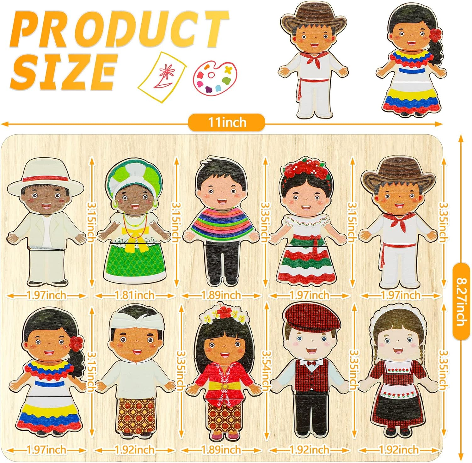 Wooden Puzzles for Toddlers 1-3 Interchangeable Dress up Diversity Peg Puzzle Educational Multicultural World Racial Cognition Toddler Puzzle Learning Mix Match Preschool Puzzle for Kids Boys Girls image number 5