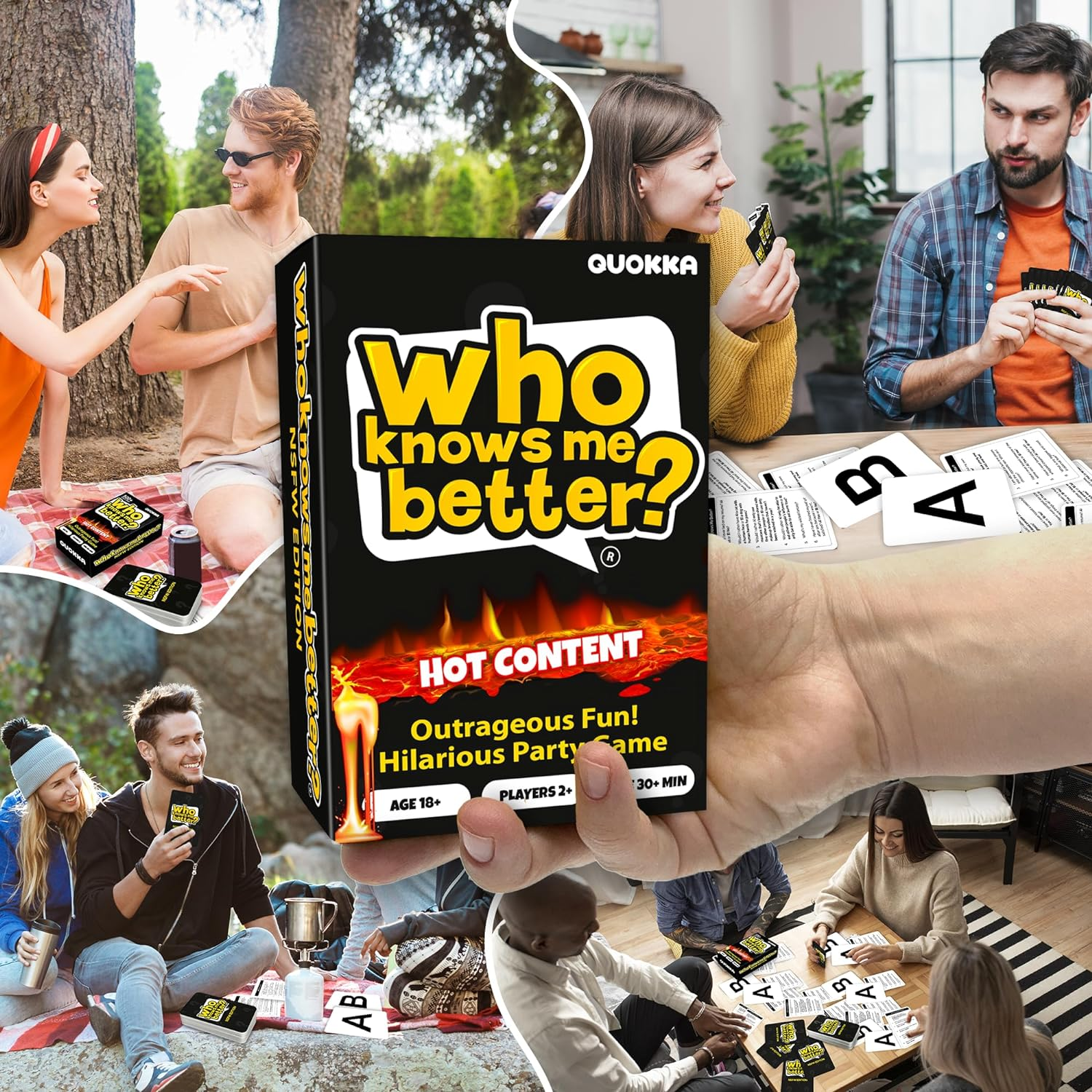 QUOKKA Who Knows Me Better? - Hot & Wild Edition | Bold & Spicy Party Card Game | 500+ Daring Questions to Expose Your Friends&rsquo; Deepest Desires image number 2