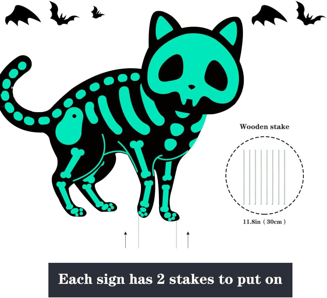 Halloween Decoration Outdoor - Reflective Black Cat for Halloween Yard Sign and Halloween Party Decoration - Halloween Reflective Cat for Luminous Decoration, Holiday Decoration, Scary Yard Sign, Holiday Party Props (4PCS) image number 5