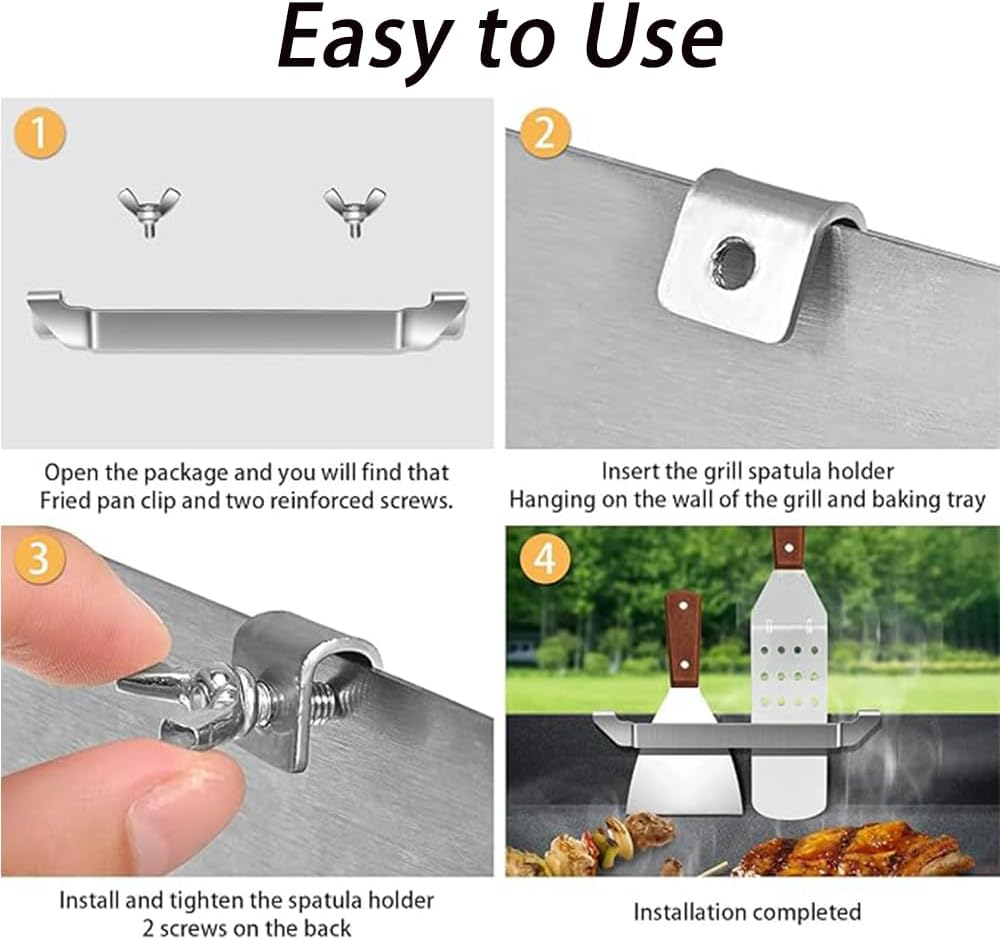 3 Pcs Stainless Steel Baking Pan Spatula Hanging Racks, Grill Barbecue Tool Rack, Spatula Holders, Outdoor Camping Picnic BBQ Grill Essentials, Suitable for Camp Chef, Blackstone, Royal Gourmet