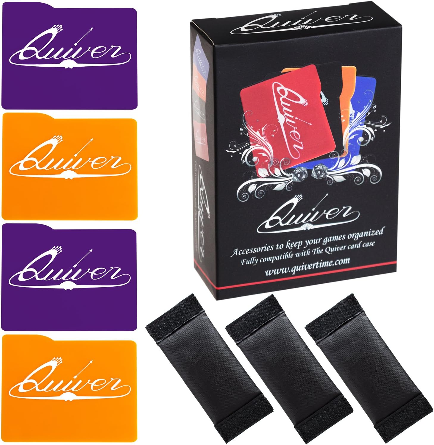 Quiver Time Orange and Purple Card Dividers & Separators Set, 7 Pieces, Add-Ons for Extra Organization of the Quiver Card Carrying Cases, Ideal for Tabletop Gaming, Trading Cards, Figures, and More