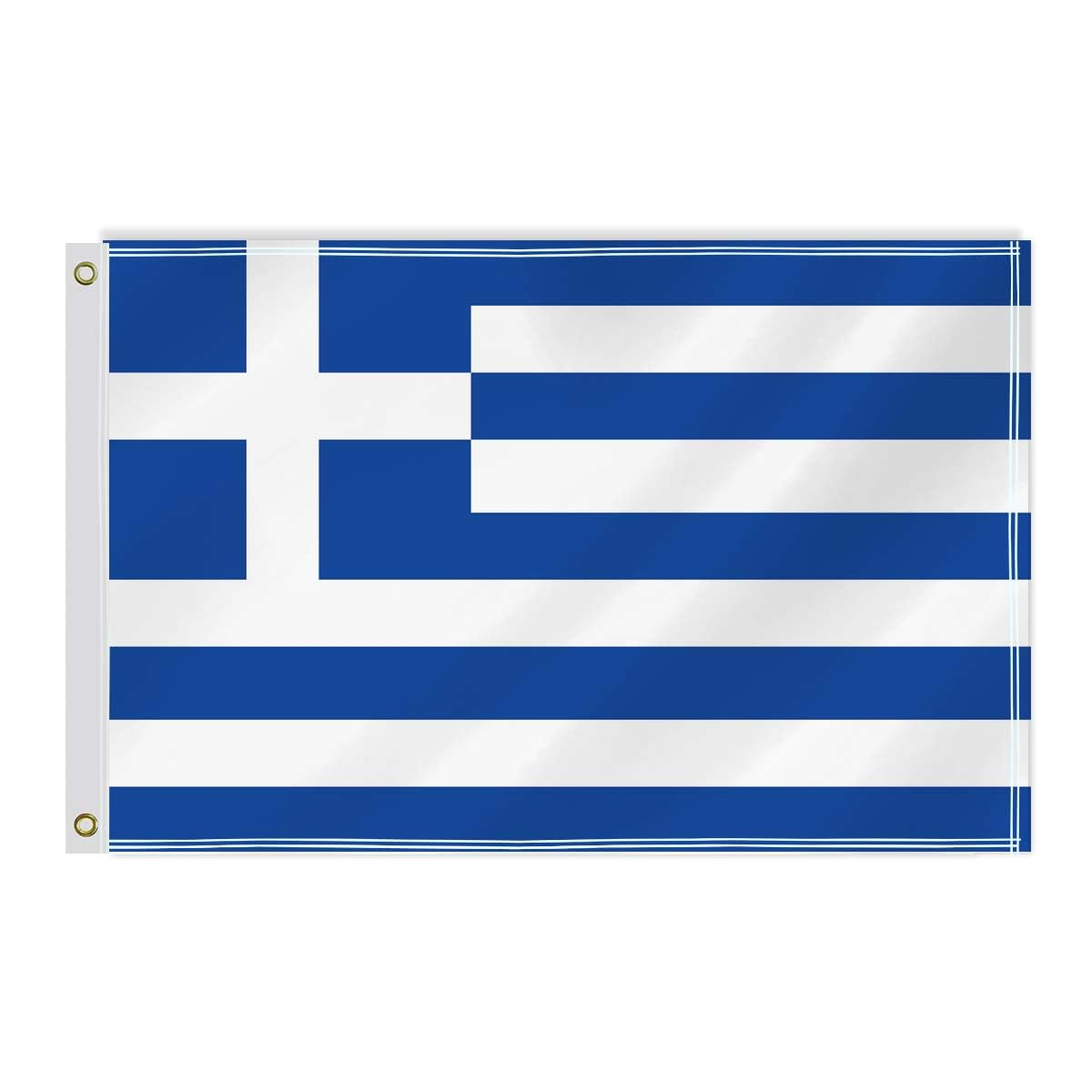 2&times;3 FT Greece Flag,60&times;90 Medium Size Greek National Decor,Double Side Digital Printed 150D Polyester Banner with Canvas Header Brass Grommet image number 1
