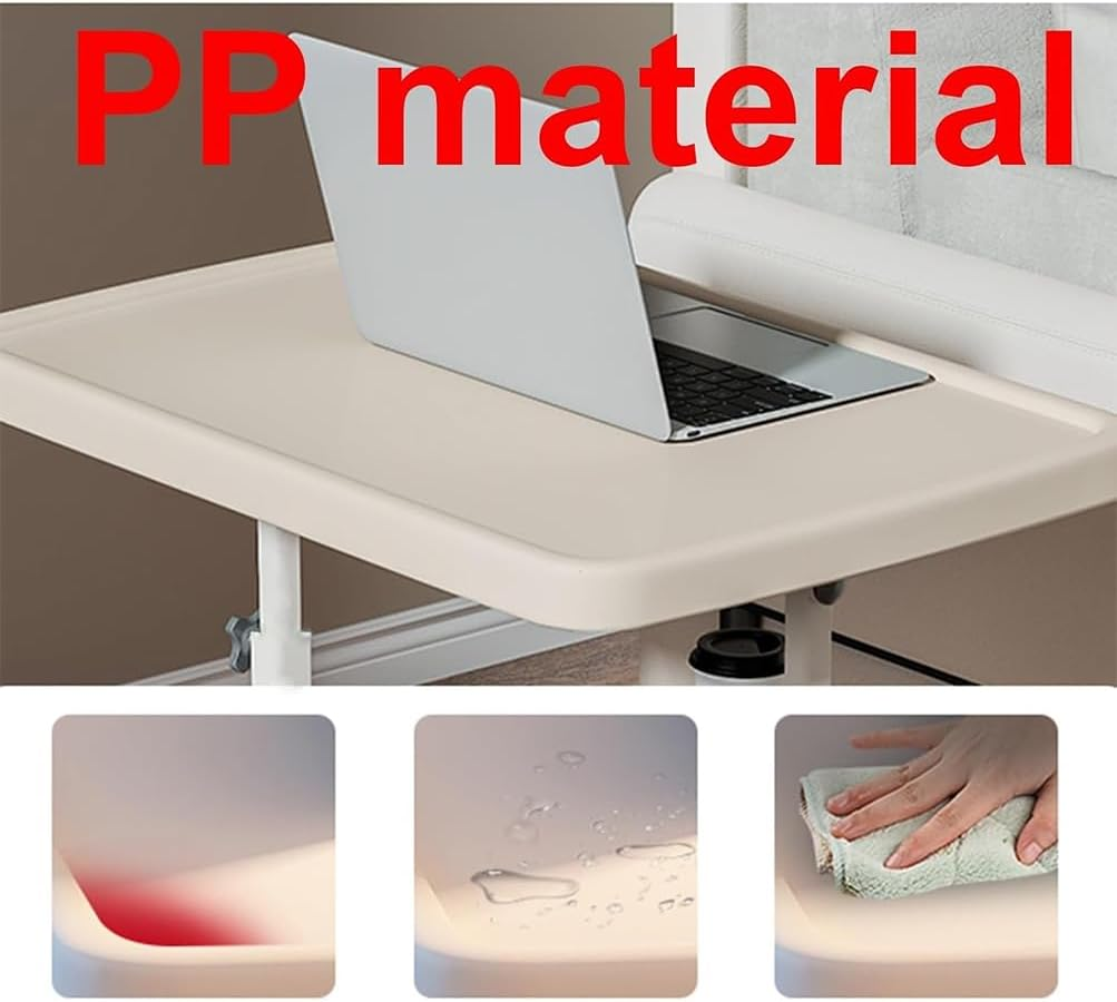 HPAMR Folding Liftable Computer Desk Mobile Standing Desk, Portable Adjustable Height Laptop Table with Cup Holder, Bedside Table, TV Tray Computer Workstation Sofa Bed Table for Home Office Desktop image number 6