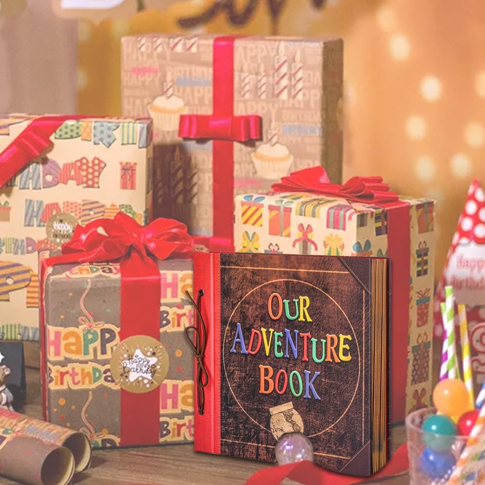 Our Adventure Book 12X12 Inch - Handmade Scrapbook Album for Travel, Wedding, Writing - 60 Pages DIY Memory Album - Perfect for Anniversary, Friends, Family, and Couple Gifts (12In-Adventure Book) - Brown image number 3