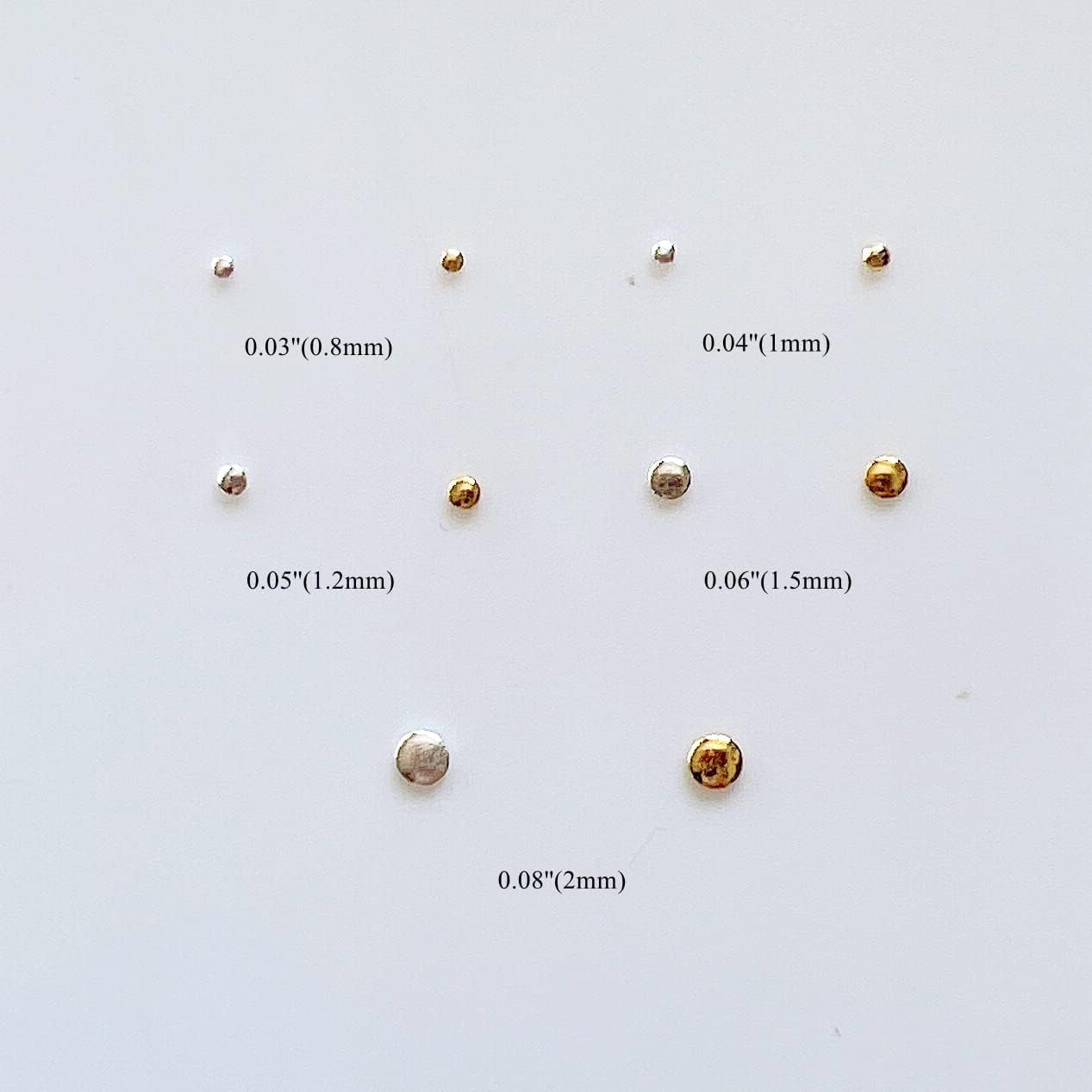 Approx.1000Pcs/Bag Nail Art round Metal Stud Different Size Stud Gold and Silver Color 10011 image number 5