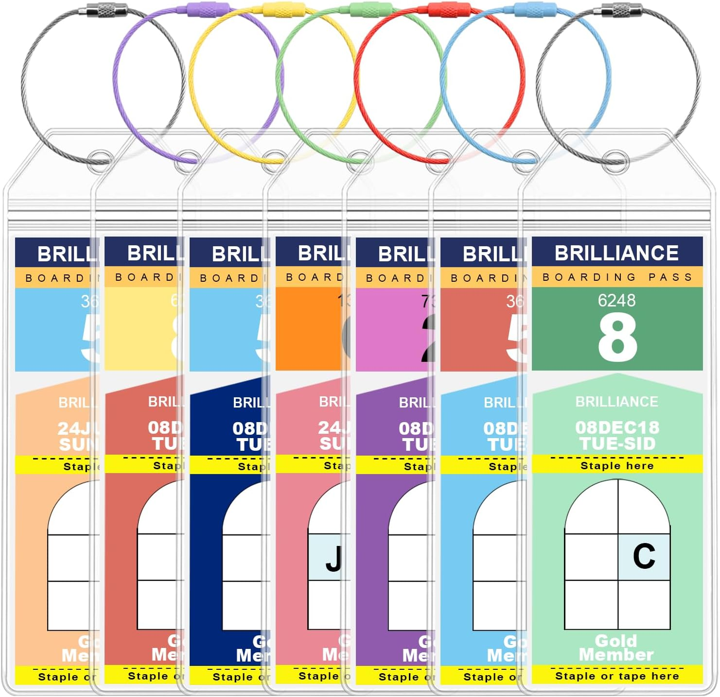 COZY CORE 7 Pack Cruise Luggage Tags for Cruise Ship Essentials for Carnival, NCL, Princess, MSC Cruise Ships