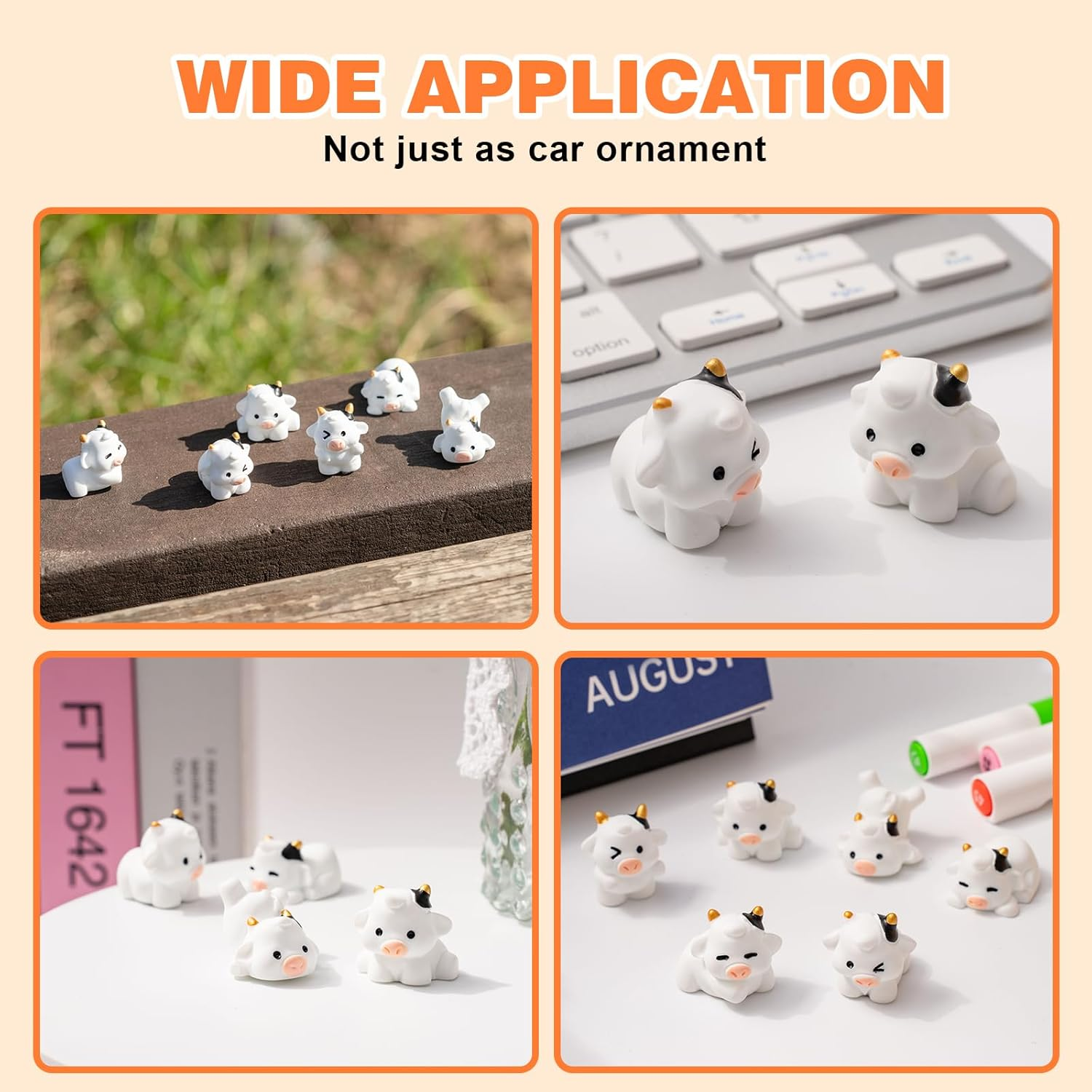 Cute Cow Car Dashboard Decor - 6PCS Cute Cow Dash Decorations for Home Office image number 1