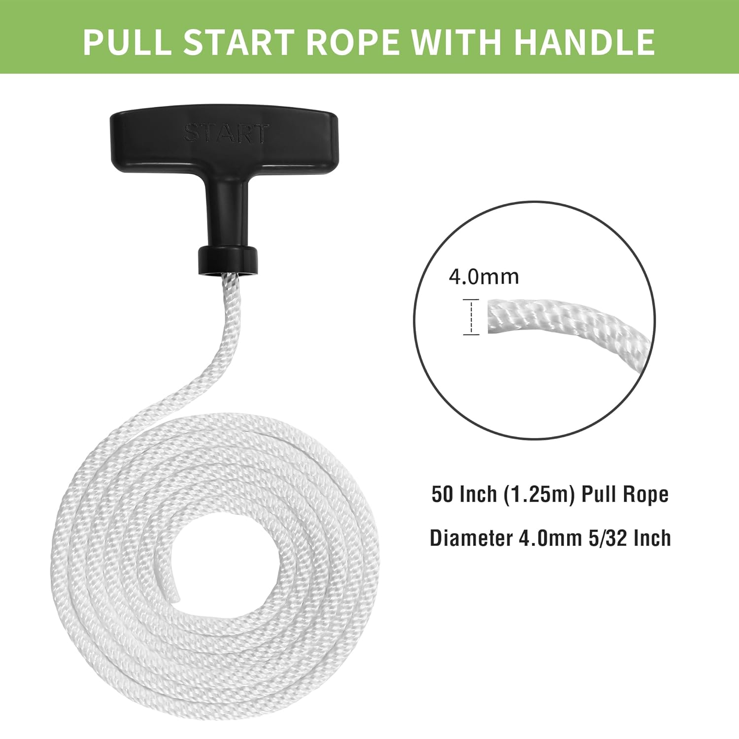 4-Pack Pull Cord 3.9 Ft with Recoil Starter Handle, 4.0Mm Pull Start Rope Fit for Honda GX160 GX200 GX240 GX270 GX340 GX390, Pull Starter for Lawn Mower, String Trimmer, Generators, Small Engines image number 3