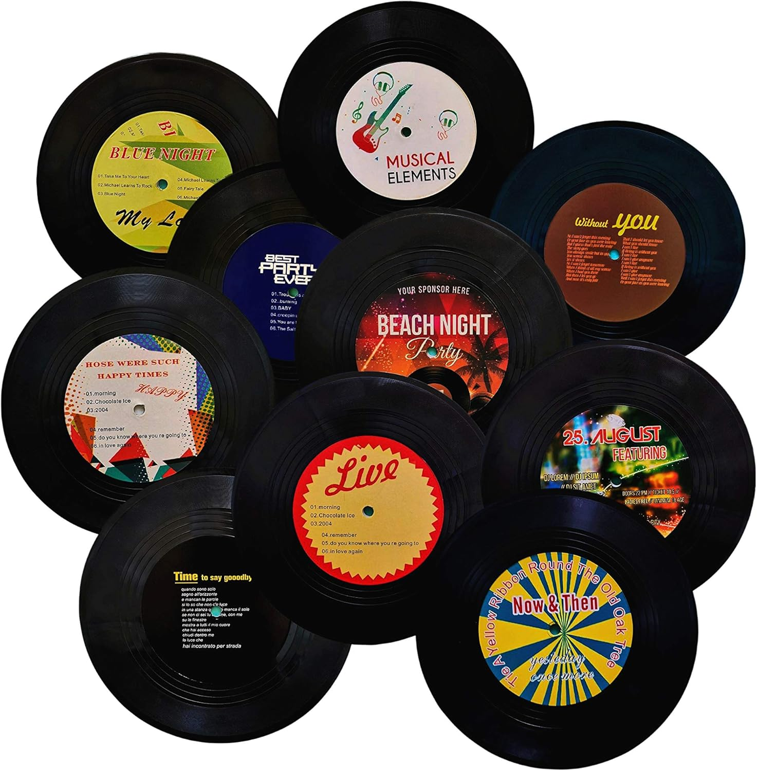 Mini ZOZI 7 Inch Blank Vinyl Records Fake 10 Pieces in 1 Pack for Indie Aesthetic Room Decor or Home Decor on Wall for Bedroom or Living Room Discos Music Studio Hip Hop Decorative Purpose