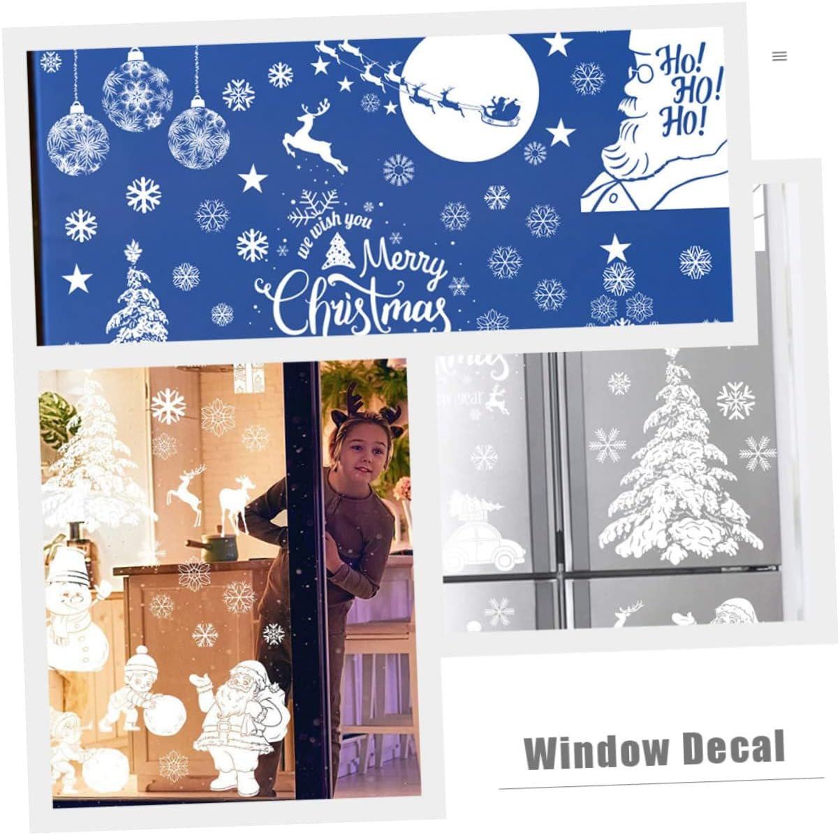 GARVALON 9Sheets Lovely Christmas Tree Snowman Elk Santa Stickers DIY Window Sticker Xmas Printing Wall Decors image number 1
