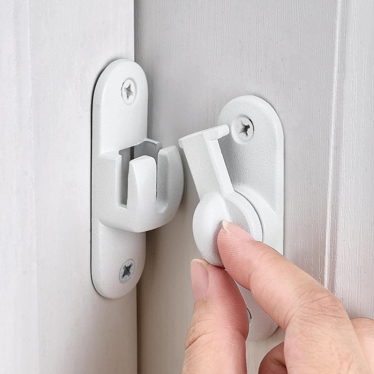 INIRET Matte White Barn Door Latches,90/180 Degree Gate Lock,Zinc Alloy Right Angle Door Lock Latch,Flip Gate Latches Hardware,Door Security Door Latch Lock Fo Cabinets,Bathroom,Barn Door