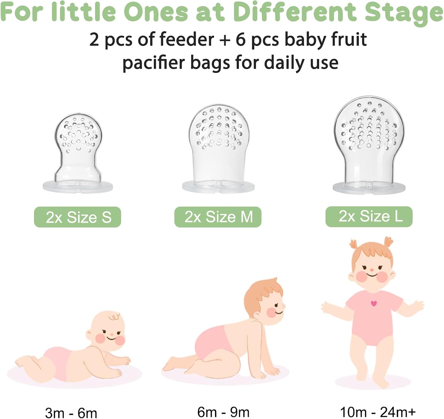 MR.TIMELAG Baby Fruit Food Feeder & Mini Freezer Nibble Tray Combo, Additional Silicone Sacs, BPA Free Silicone Feeder for Safe Infant Self Feeding, for Teething Babies and Self-Feeding Babies