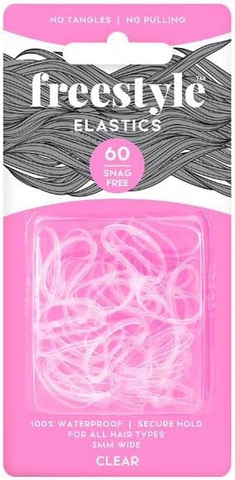 Freestyle Snagfree Hair Elastics, Clear, 2 Mm Size (60-Pieces)