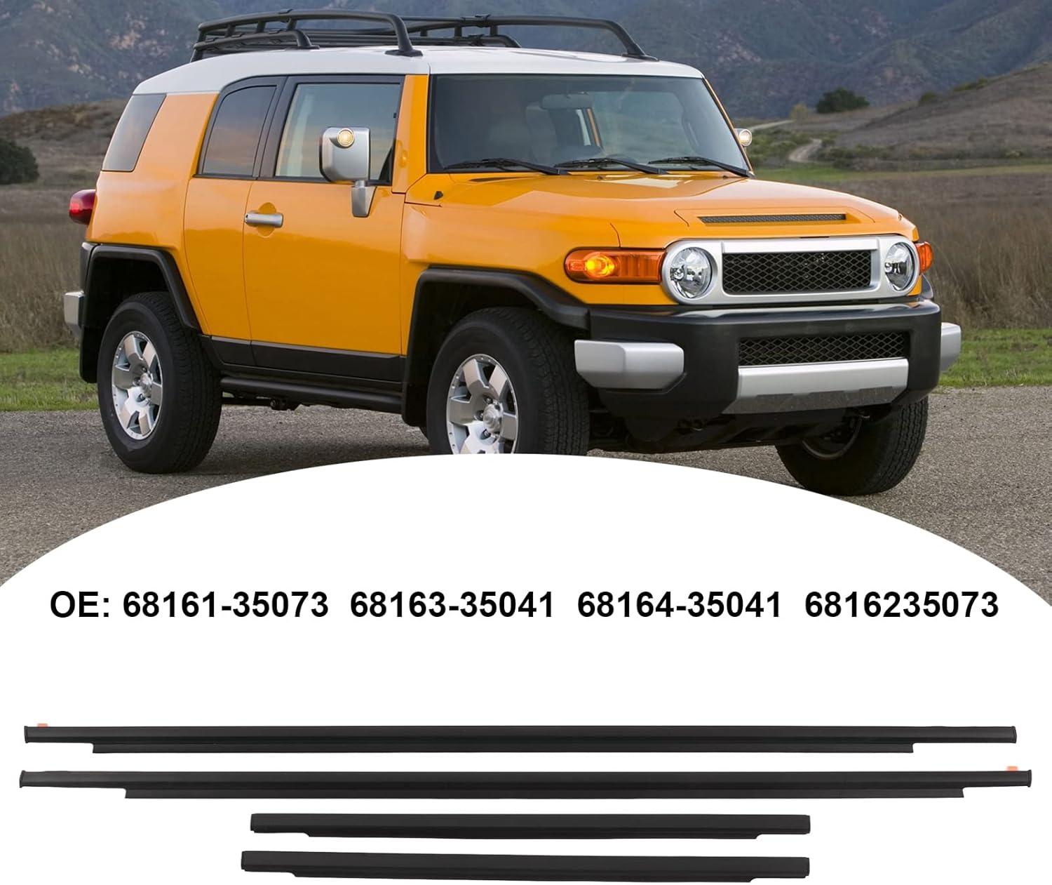 68161-35073, FJ Cruiser 2007-2014 Car Replacement Flexible Rubber Front & Rear Window Molding image number 2