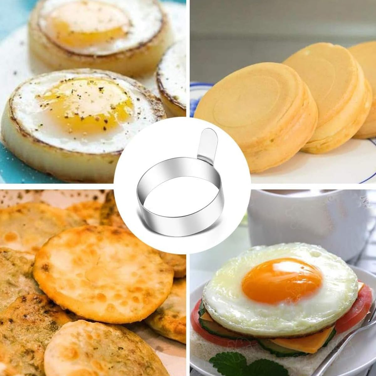 AIMALL Stainless Steel Egg Rings, 3.54 Inch Diameter, Set of 4, Professional Non-Stick Fried Egg Mold for Perfect Omelettes and Pancakes image number 2