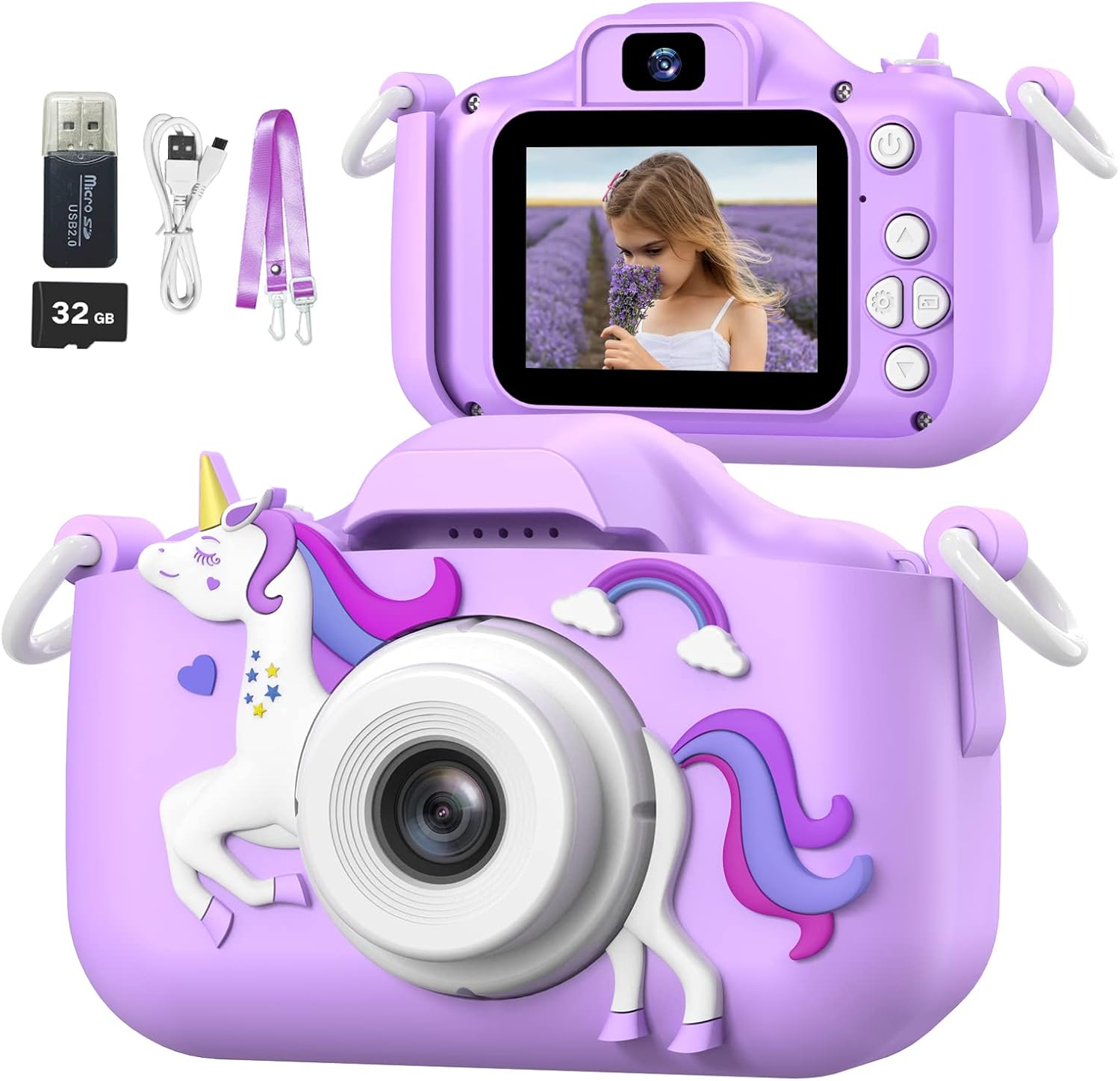 Mgaolo Kids Camera Toys for 3-12 Years Old Boys Girls Children,Portable Child Digital Video Camera with Silicone Cover, Christmas Birthday Gifts for Toddler Age 3 4 5 6 7 8 9 (Purple) - Dinosaur Blue image number 3