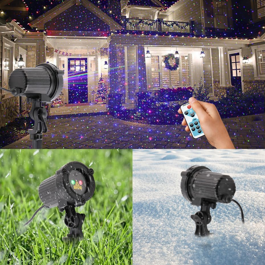 Christmas Laser Lights Outdoor, Laser Christmas Projector Lights Outdoor with Moving Red and Green, Decorative Laser Projector for Home, Outdoor, Christmas, Holiday