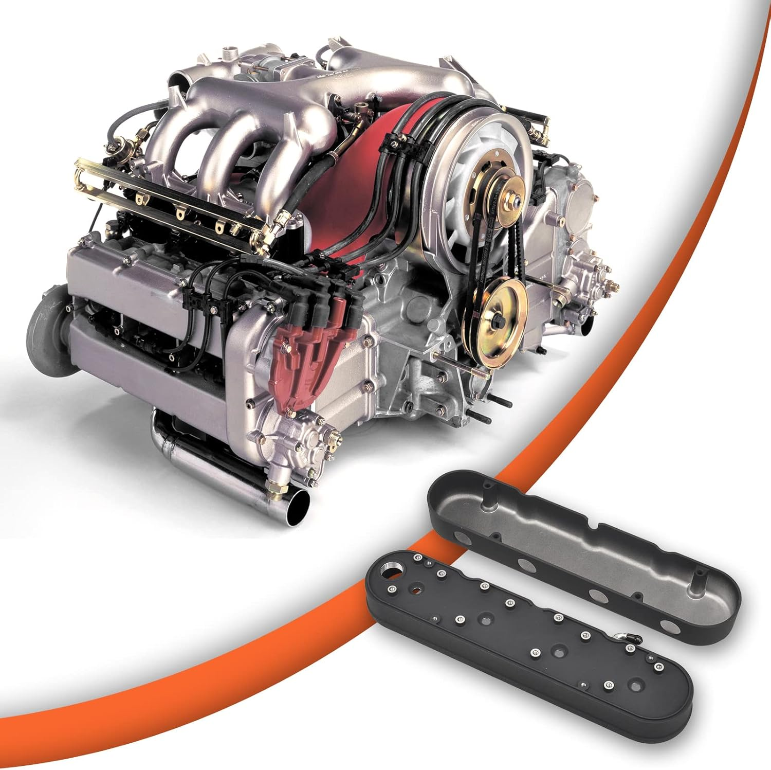 Cast Aluminum Valve Covers with Coil Mounts Compatible with LS Chevy Small Block SB V8 293 325 376 427 - Black