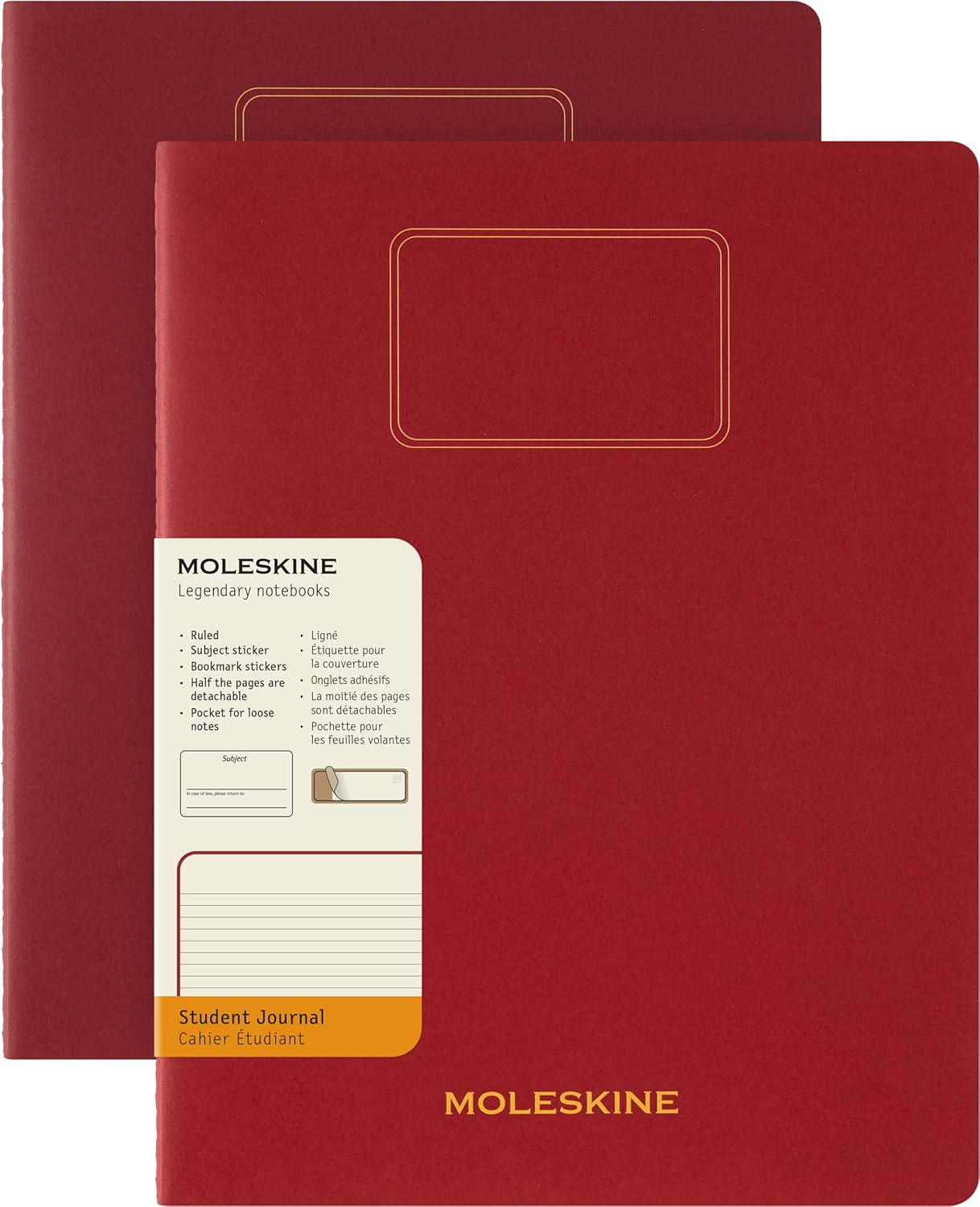 Moleskine Student Cahier Journals (Set of 2), Soft Cover, Ruled, XXL (8.5" X 11"), Cranberry Red, 120 Page image number 3
