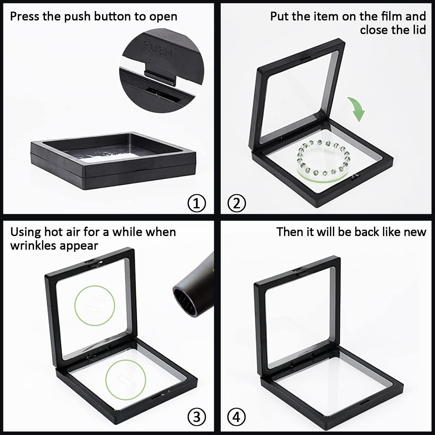 10PCS 3D Floating Frame Display Stand, Transparent Display Frame, Challenge Coin Holder for Jewelry Antique Specimens, 2.75X2.75 Inches image number 4