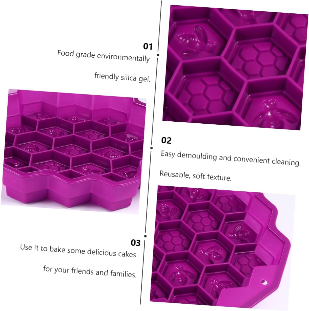 CIYODO Silicone Mold Baking Mould Cake Tins Non-Stick Flexible for Honeycomb Cake Making - Orange image number 3