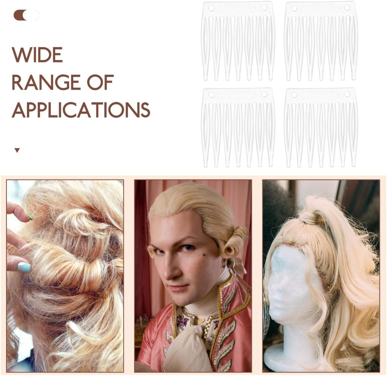 Minkissy 100Pcs 7-Tooth Mesh Cap Comb Black Wig Combs Wedding Veil Hair S U Shape Clip Hair Extension Clips Wig for Making S Clips Plastic Fork Delicate image number 3