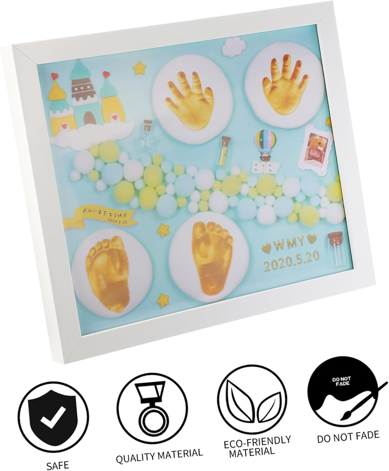 1 Set Handprint and Footprint Ink Pad Reusable Imprint Casting for Keepsakes Birthday Present Frame image number 5