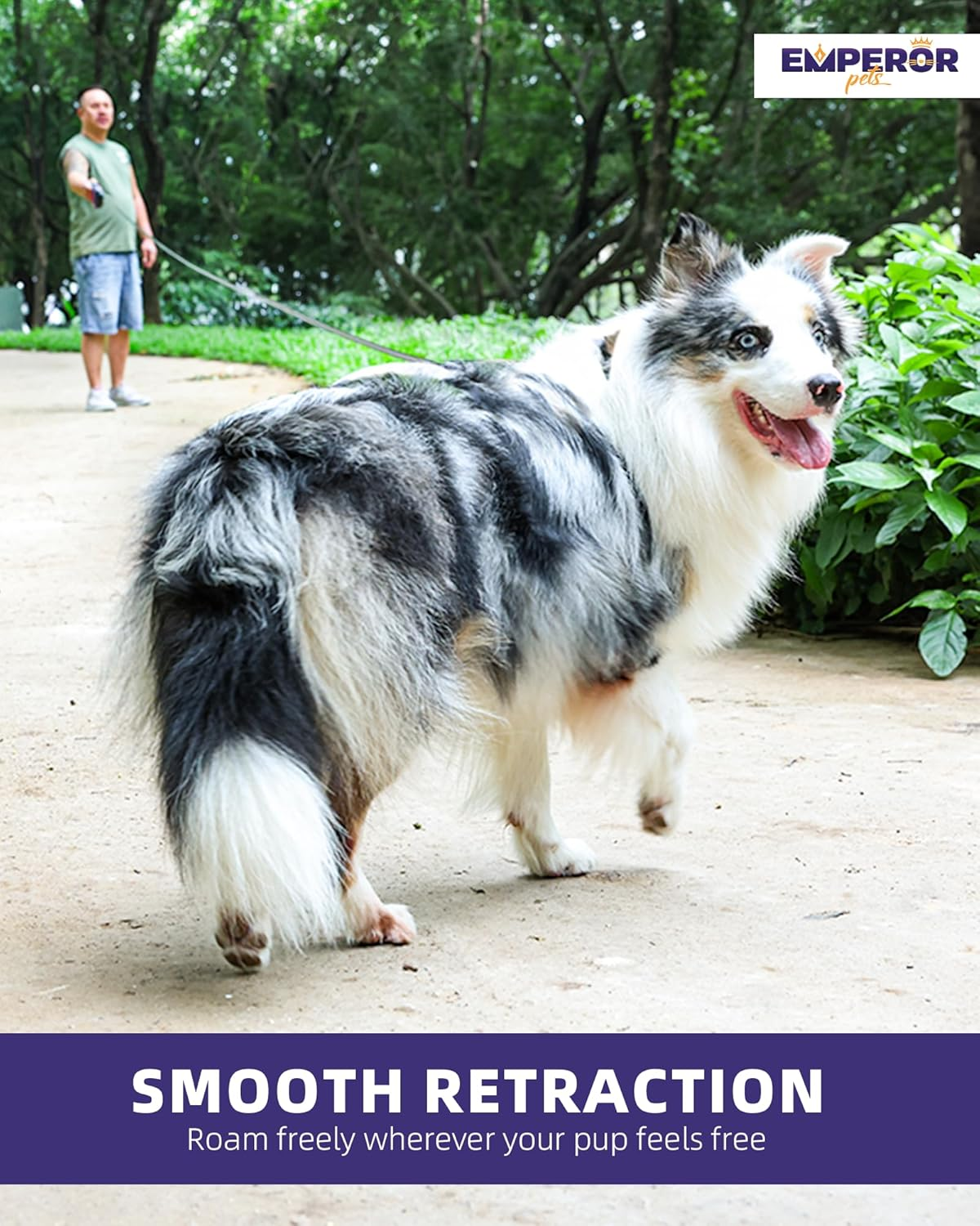 Emperor Pets 16 Ft / 26 Ft Retractable Dog Leash Large Breed | Heavy Duty Dog Leash Retractable, Strong Dog Leash & Durable Dog Leashes for Large Breed Dogs, Anti-Slip Handle, One Hand Lock - Pink 26 image number 4