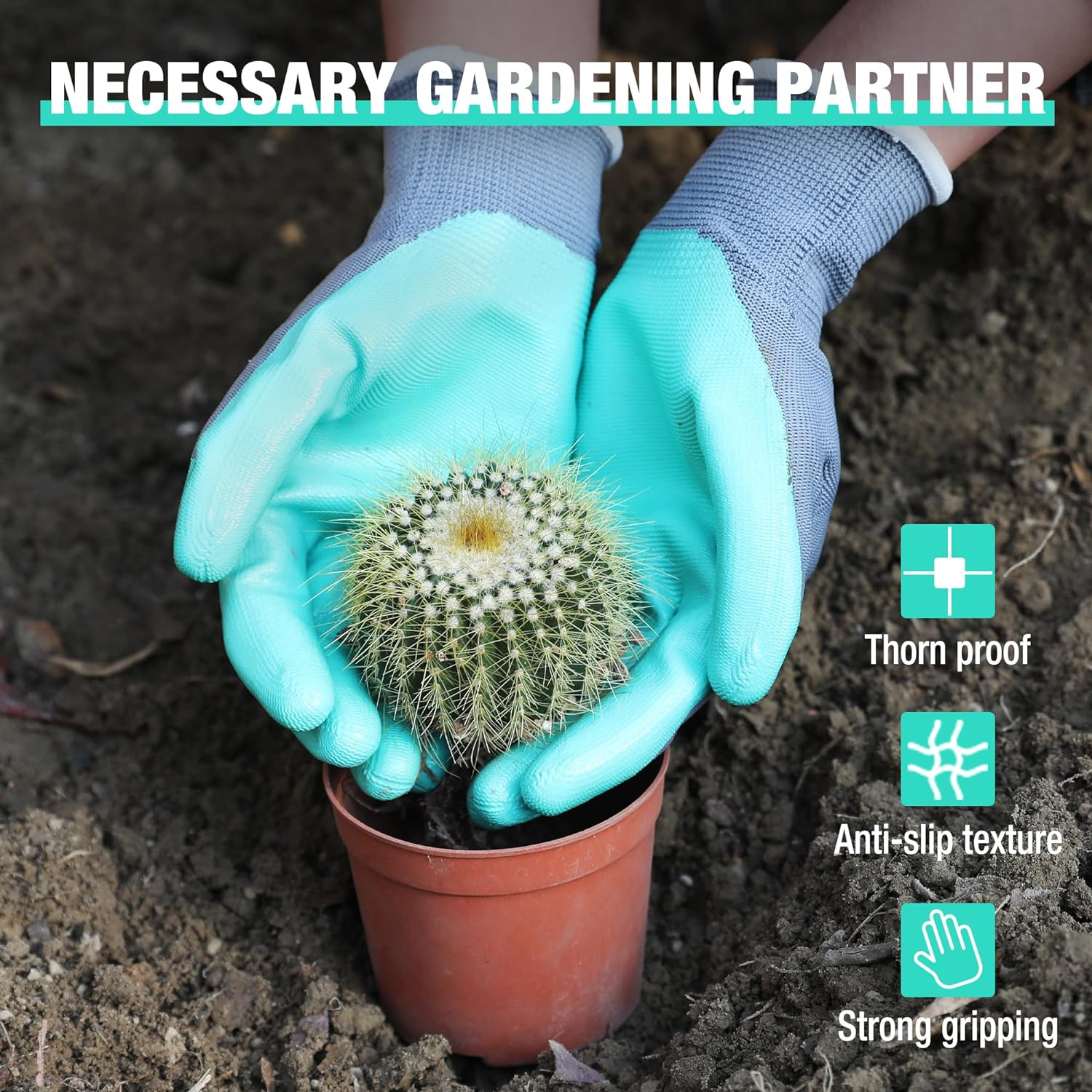 HAUSHOF 6 Pairs Garden Gloves for Women, Nitrile Coated Working Gloves, for Gardening, Restoration Work, Medium, Pink & Green, M image number 5