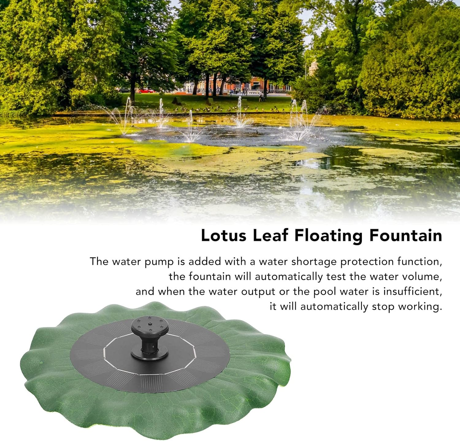 Lotus Leaf Fountain, Low Water Protection Solar Powered Fountain Pump with 8 Nozzles for Bird Bath Garden Pond Pool Outdoor image number 1