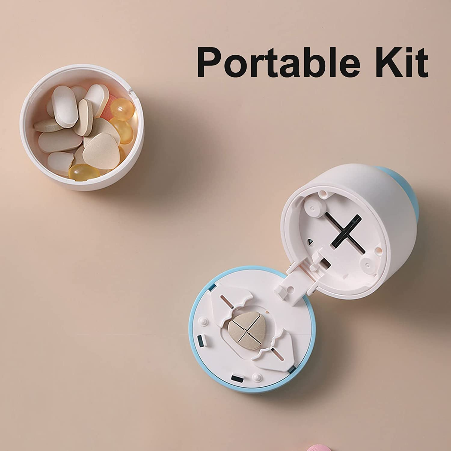 Pill Cutter for Small Pills 1/4, Crusher Tablet into Half or Quarter, Hidden Safety Blade Portable Pill Splitter Box for Going Out or Traveling image number 3