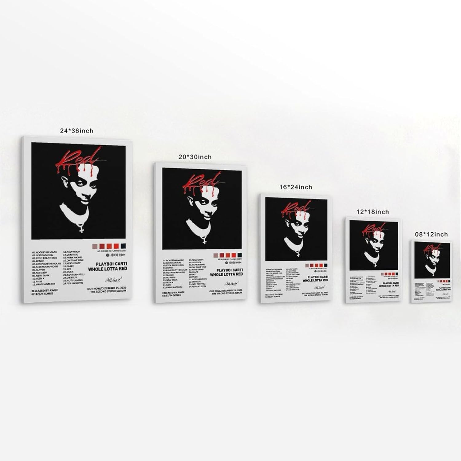 Playboi Poster Carti Whole Lotta Red Music Album Poster Canvas Painting Wall Art Picture Home Decor Print for Bedroom Living Room Dorm Study Bar Office 12X18Inch(30X45Cm) image number 3