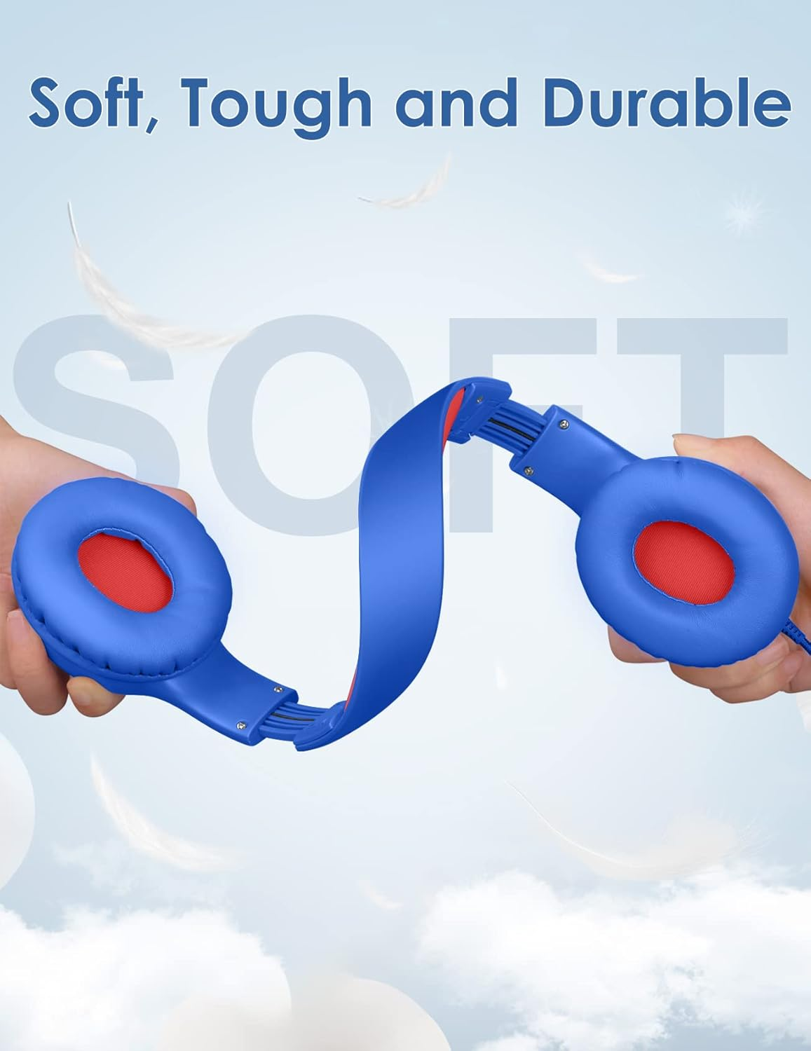 Headphones for Kids for School, Kids Headphones with Microphone, Sharing Function, 85Db/94Db Safe Volume Limit, HD Sound, over Ear Kids Headphones for School, On-Line Study, Travel [Glaze Blue] image number 2