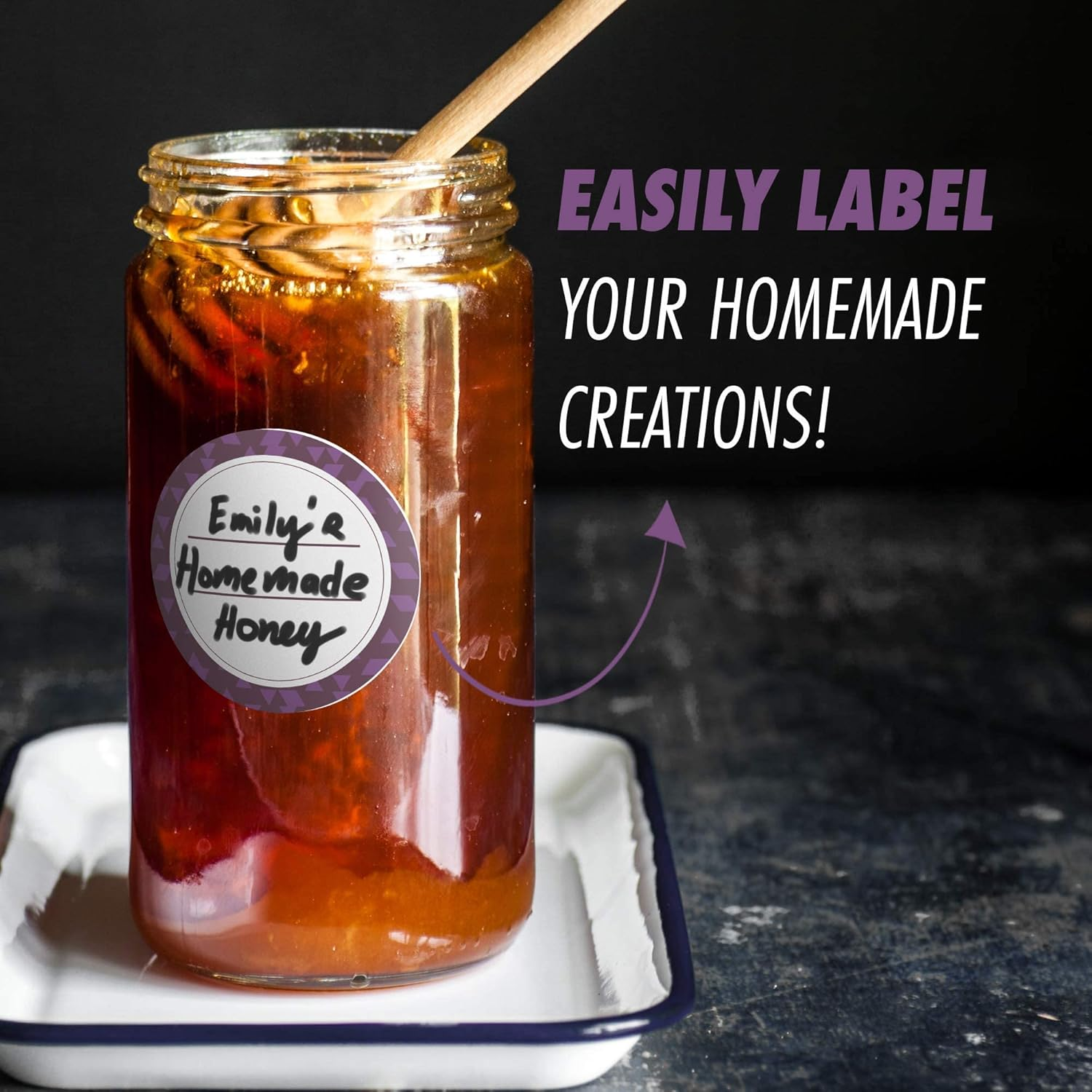 Canning Labels Dissolvable Stickers for Mason Jars and More (2" round 200/Roll) Canning Supplies Washes off in Seconds like Magic - Jar Labels Homemade Jam, Jelly, and More (Eggplant) - Artichoke image number 3