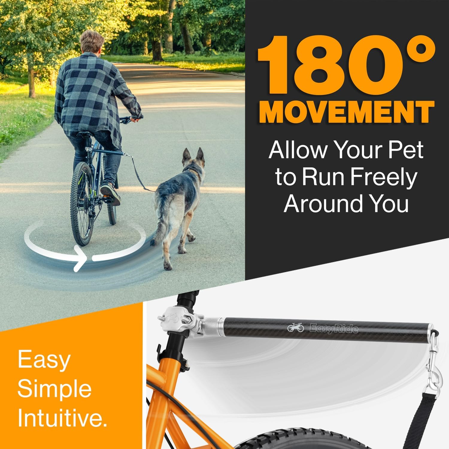 Malabi V2.0-180&deg; Rotating Dog Bike Leash - with Shock Absorbers and Quick Attach Mechanism | Carbon Fiber | Detachable, Adjustable for the Smoothest Ride- Patent Pending image number 5