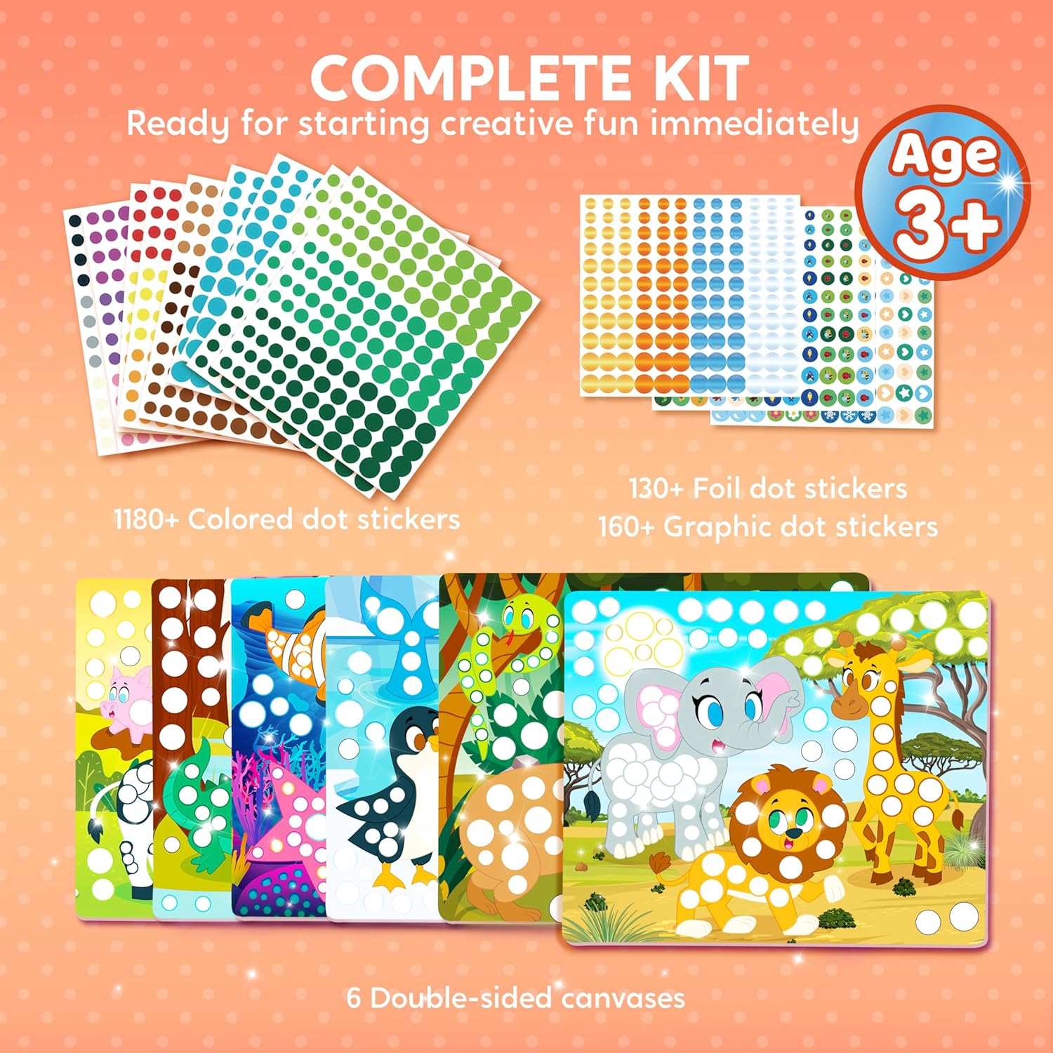 Klever Kits Dot Art Activity, Dot It Animals, Sticker Craft Set for Children, DIY Craft Set for Crafts Kit, Birthday Gifts for Children from 3+ Years, Airplane Travel Toy image number 2